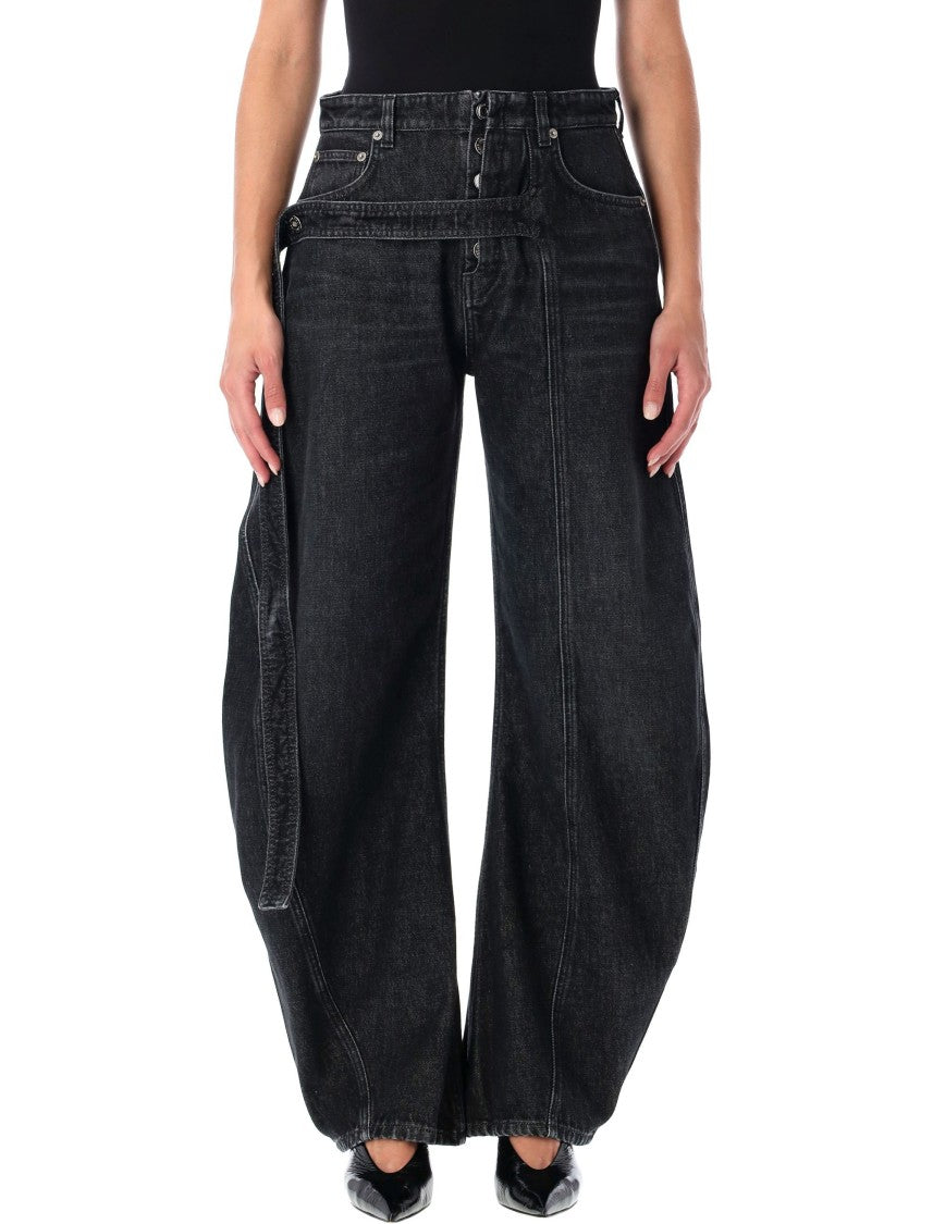 Black Denim Strap Loose-Fit Jeans