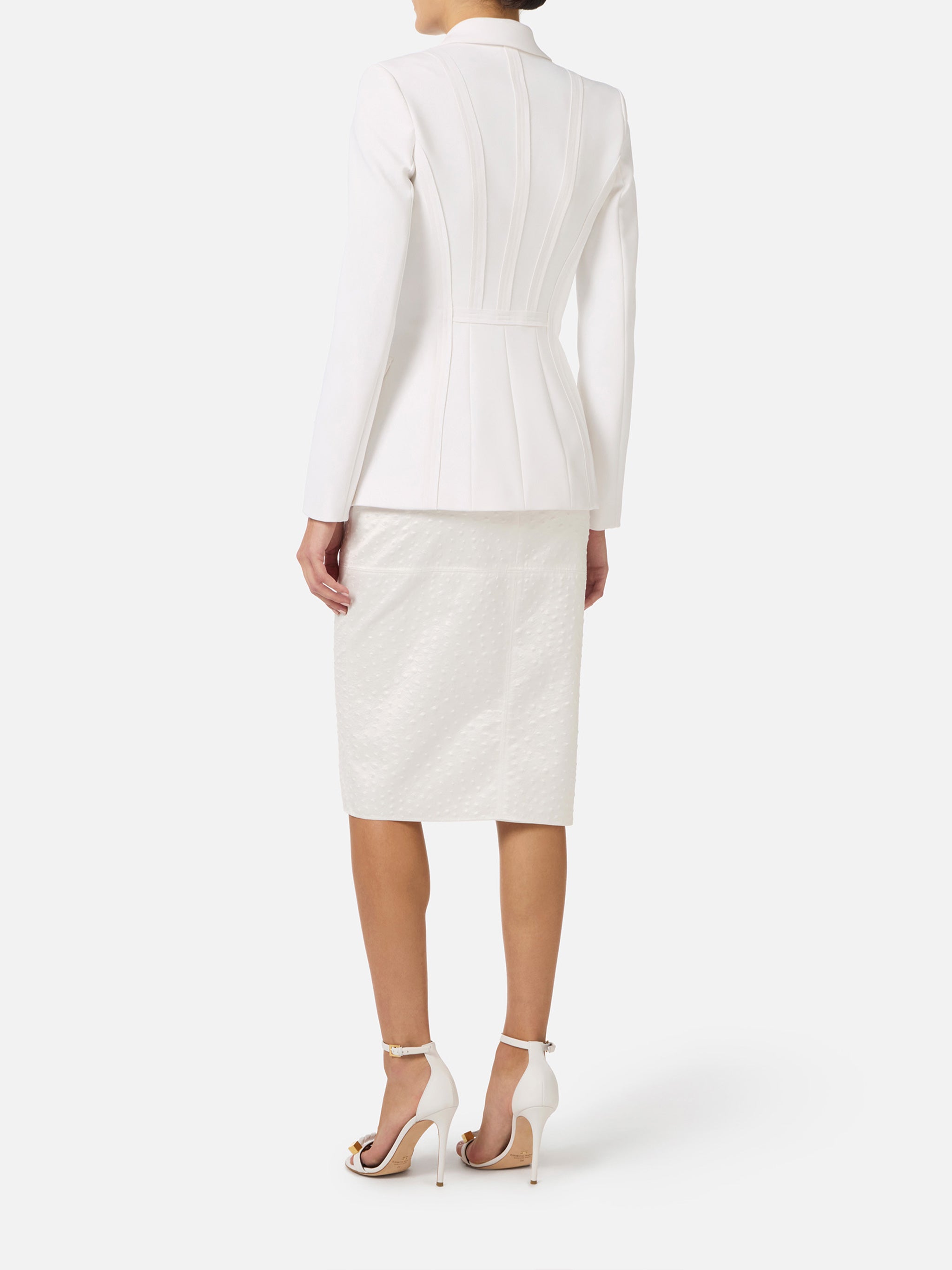 Tailored White Notch Lapel Fitted Blazer