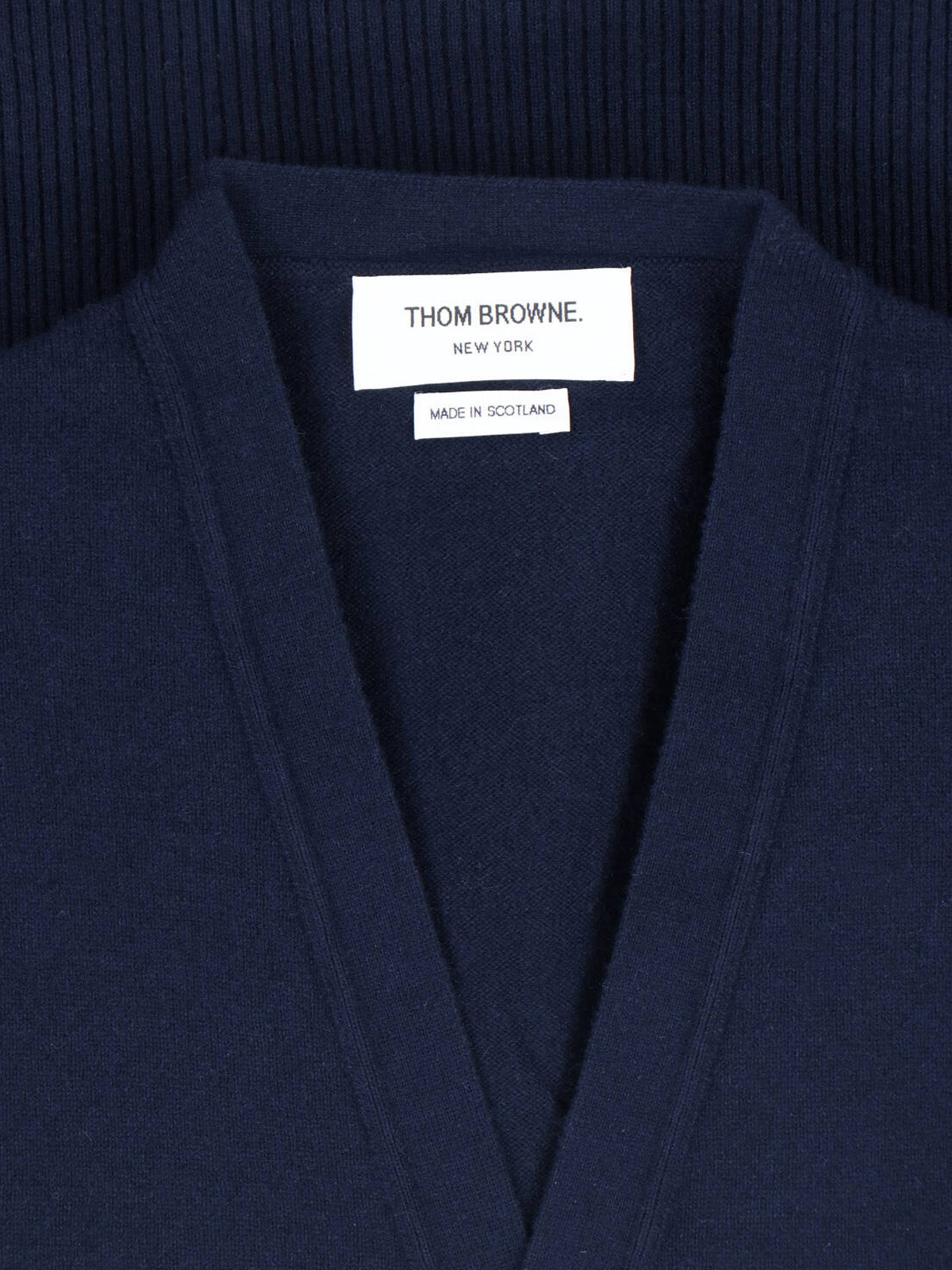 Navy Cashmere Cardigan With V-Neckline