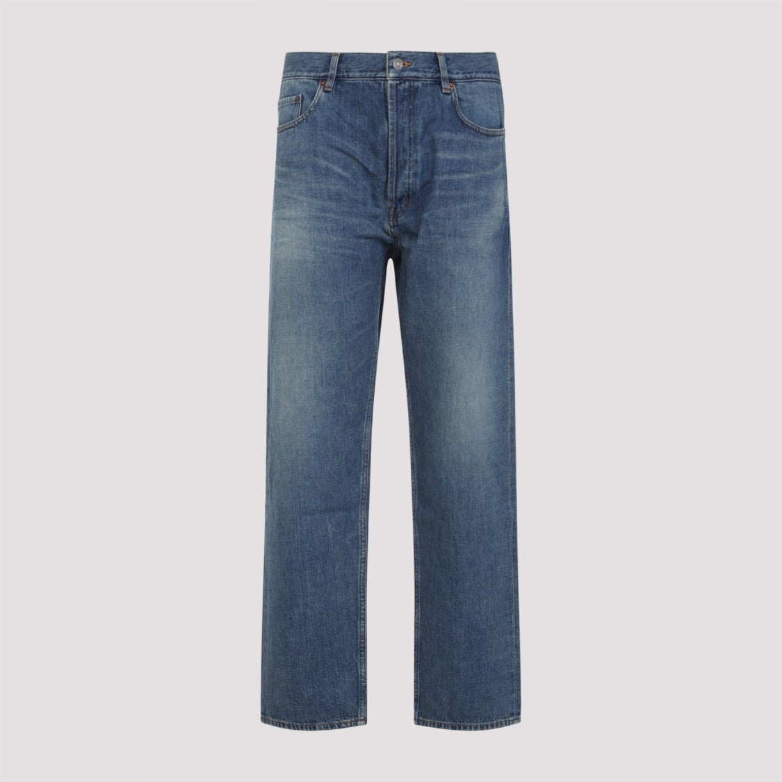 Straight-Leg Denim Jeans In Medium Blue Wash