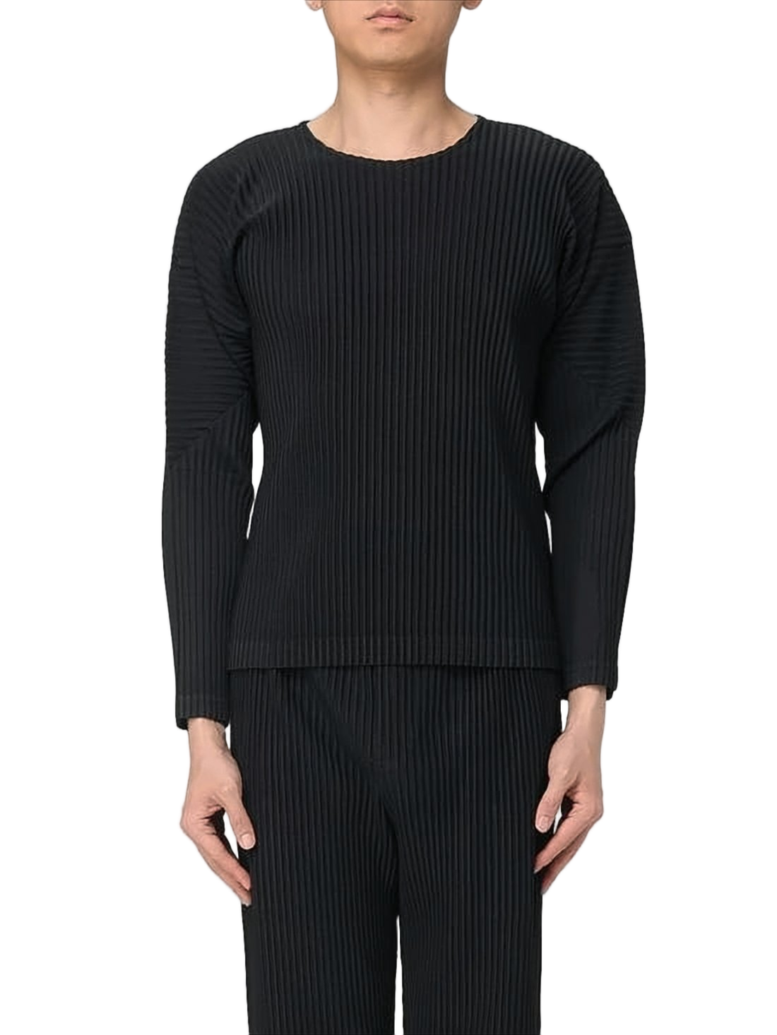 Pleated Long-Sleeve T-Shirt with Modern Aesthetic
