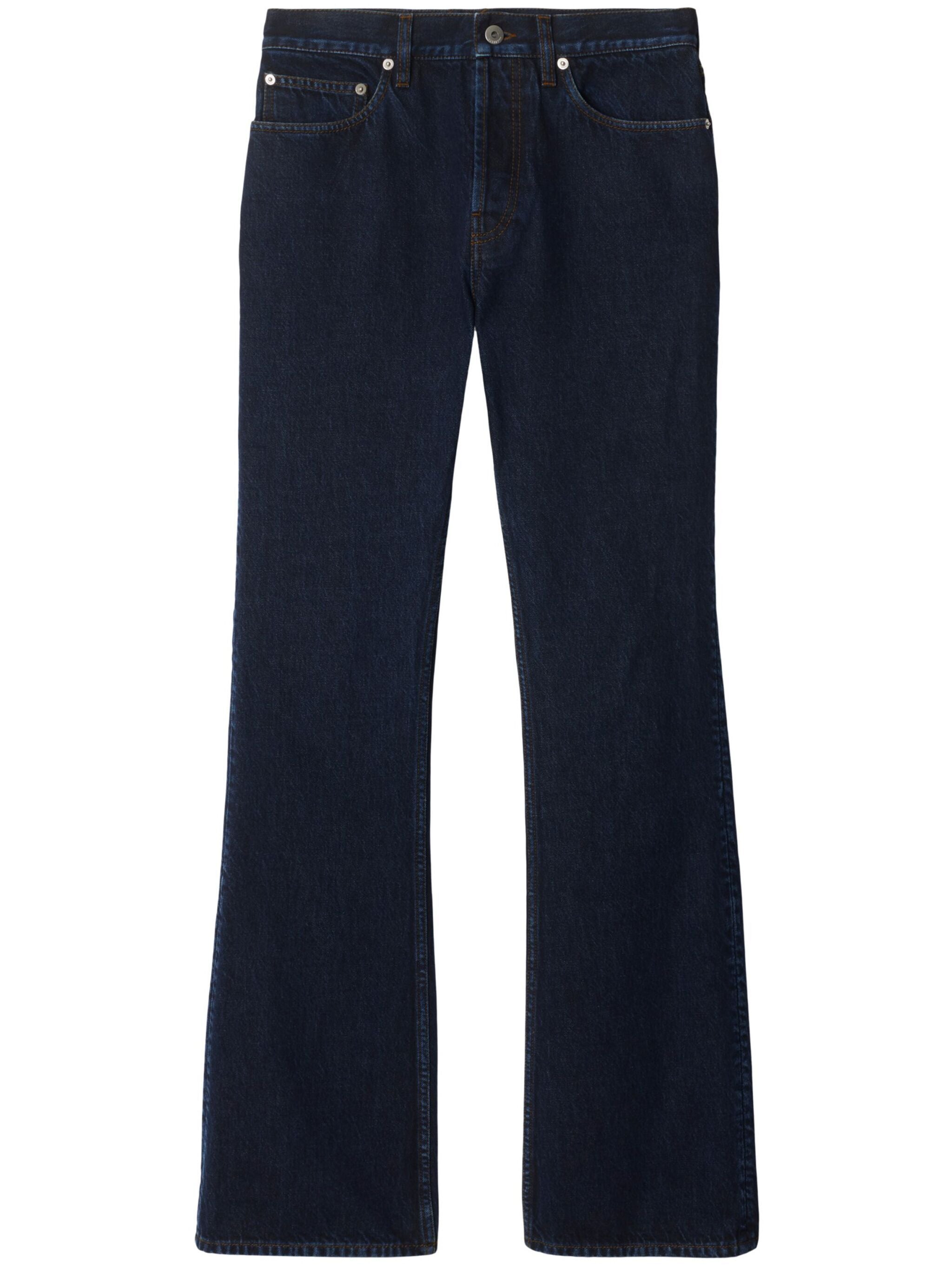 Flared Indigo Denim Five-Pocket Jeans