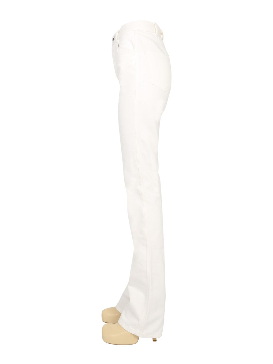 Flared Jeans with Oval Button Closure and Belt