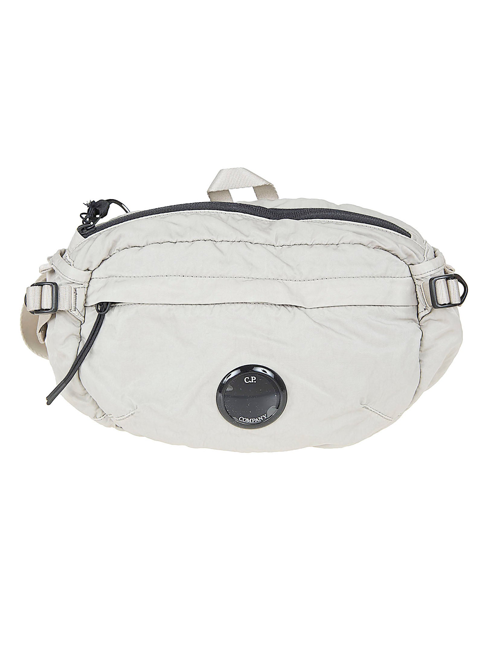 Tonal Gray Compact Belt Bag With Top Handle