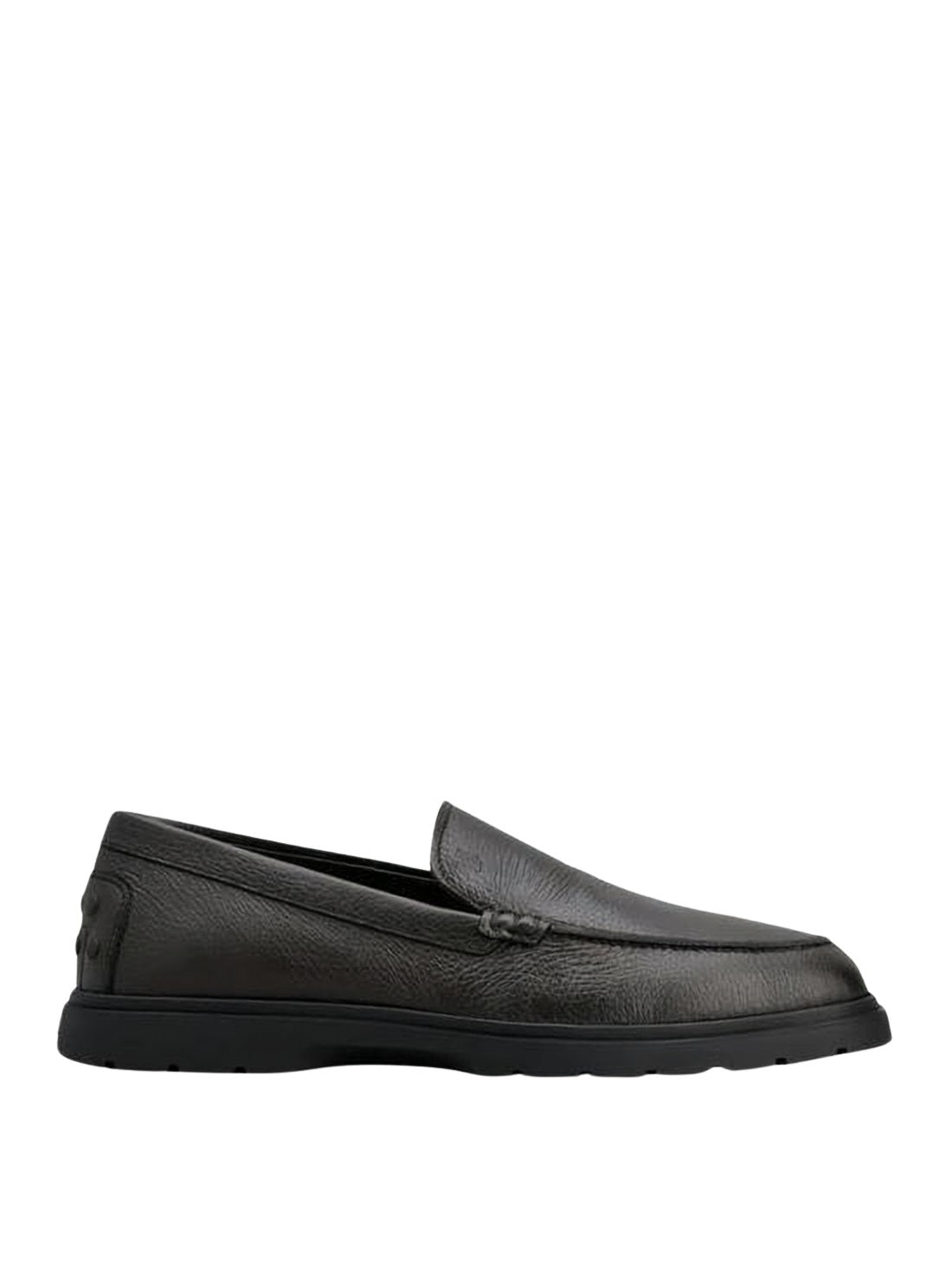 Textured Deerskin Leather Loafer with Rubber Sole