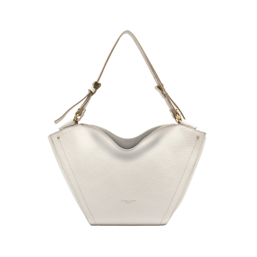 Tulip-Shape Handbag in Double Leather