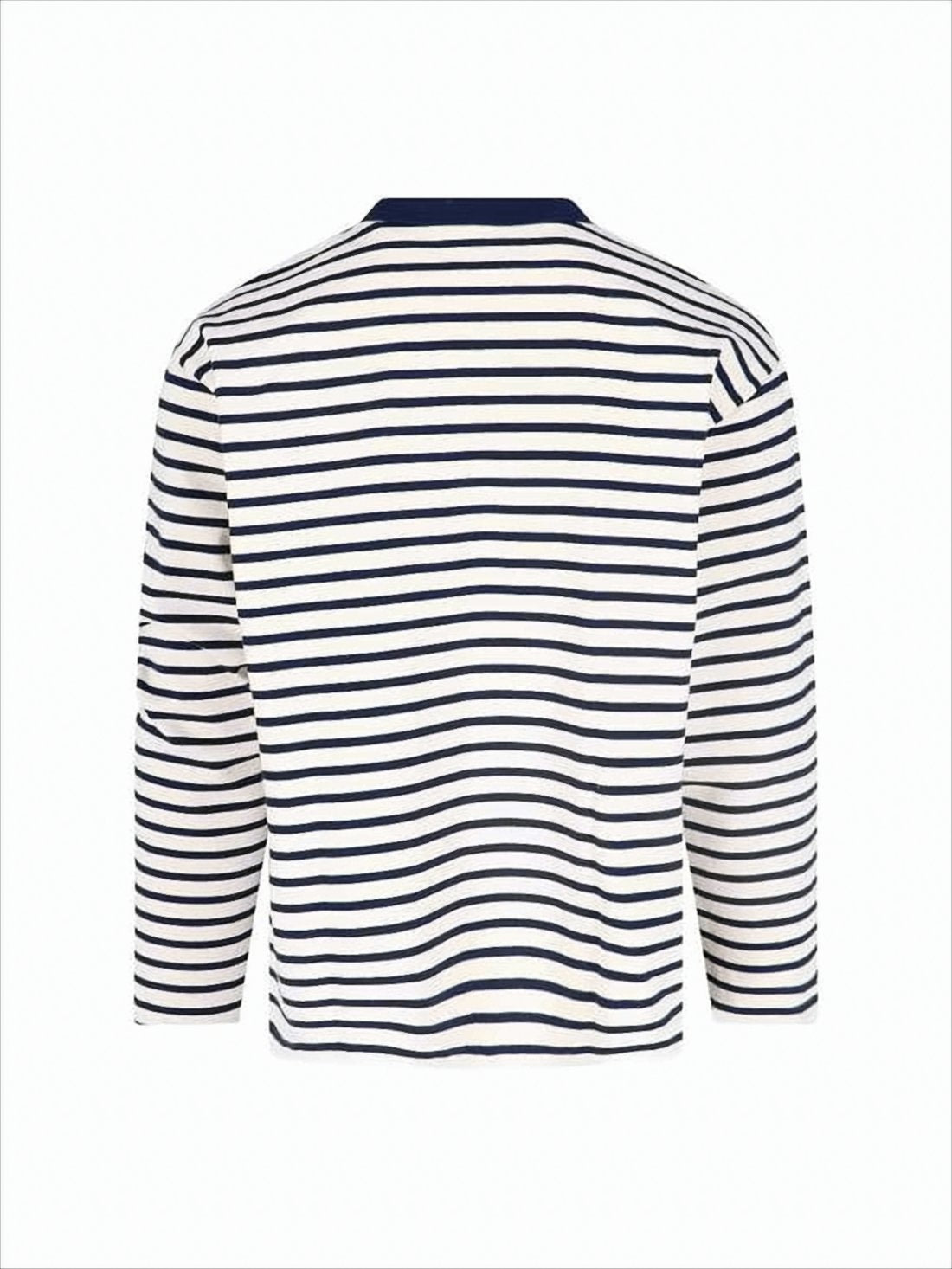 Navy and White Striped Long-Sleeve Shirt