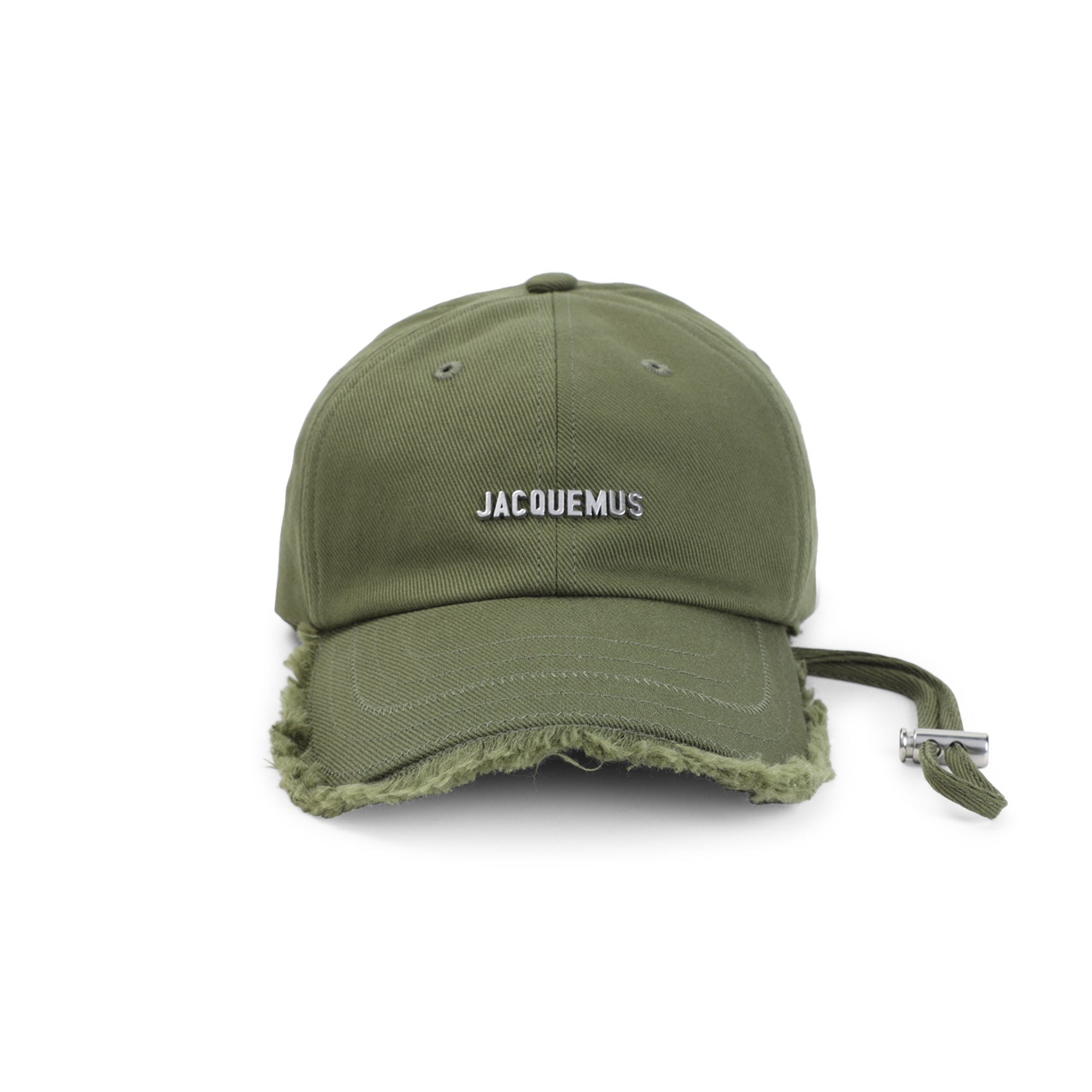 Weather-Resistant Green 6-Panel Hat With Fringed Brim