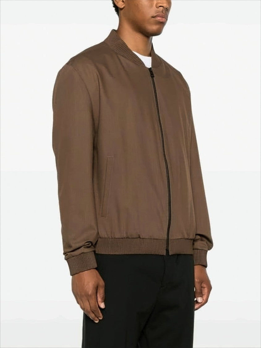Brown Wool-Blend Bomber Jacket by Hugo Boss