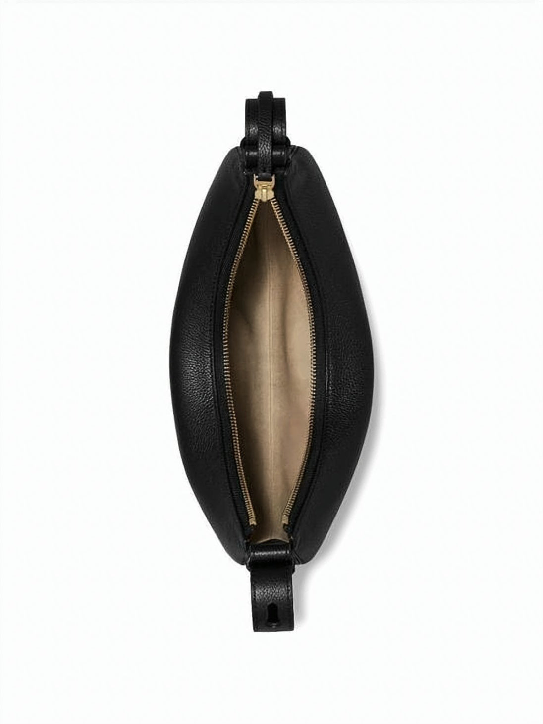Crescent-Shaped Crossbody Bag with Gold-Tone Accents