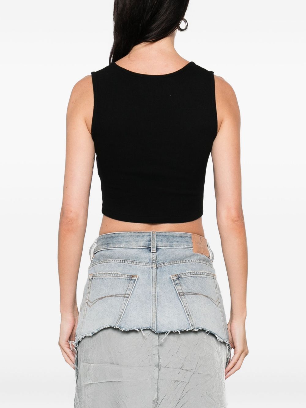 Black Ribbed Scoop Neck Orb Top