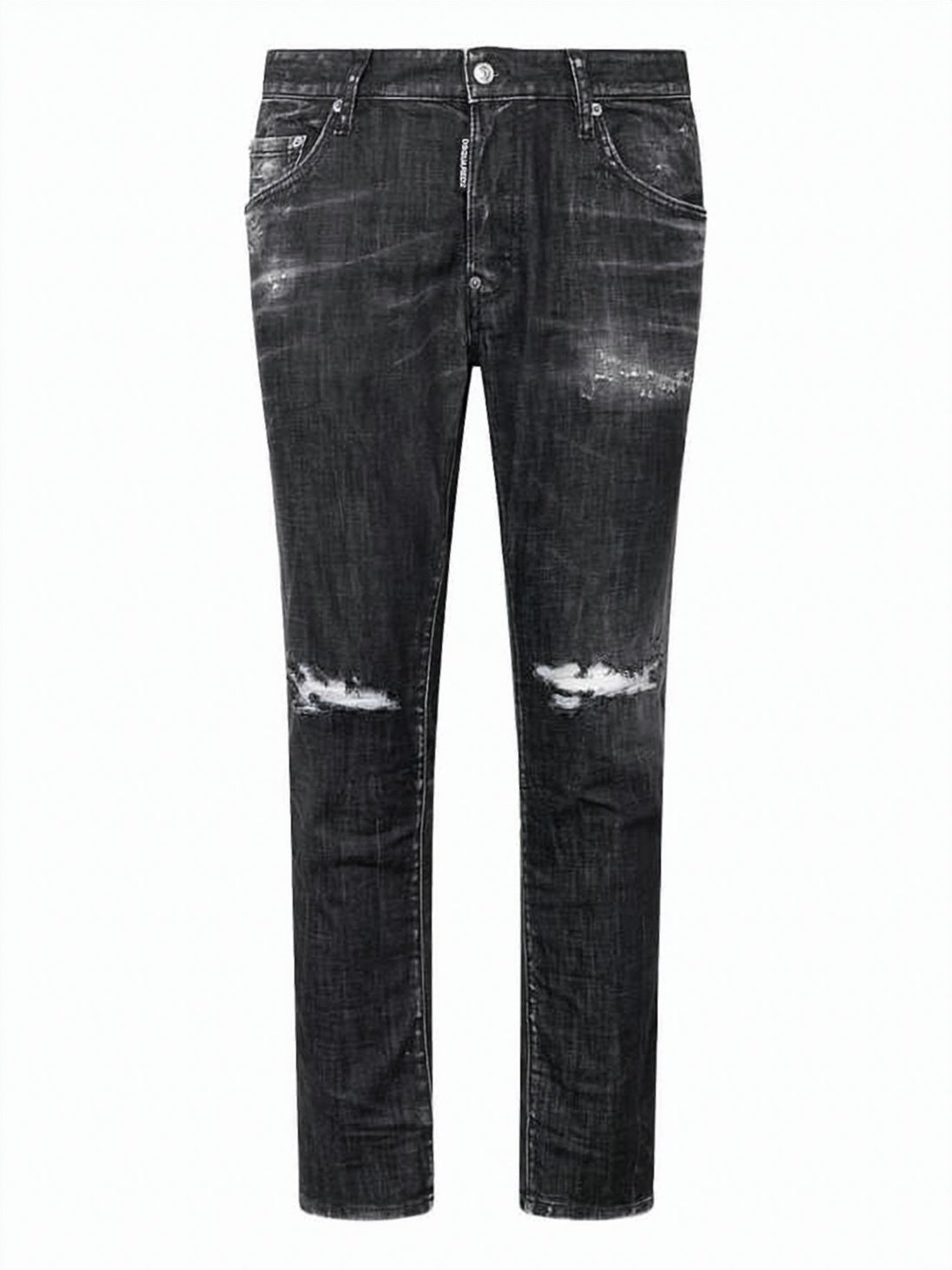 Black Slim Fit Distressed Denim Pants