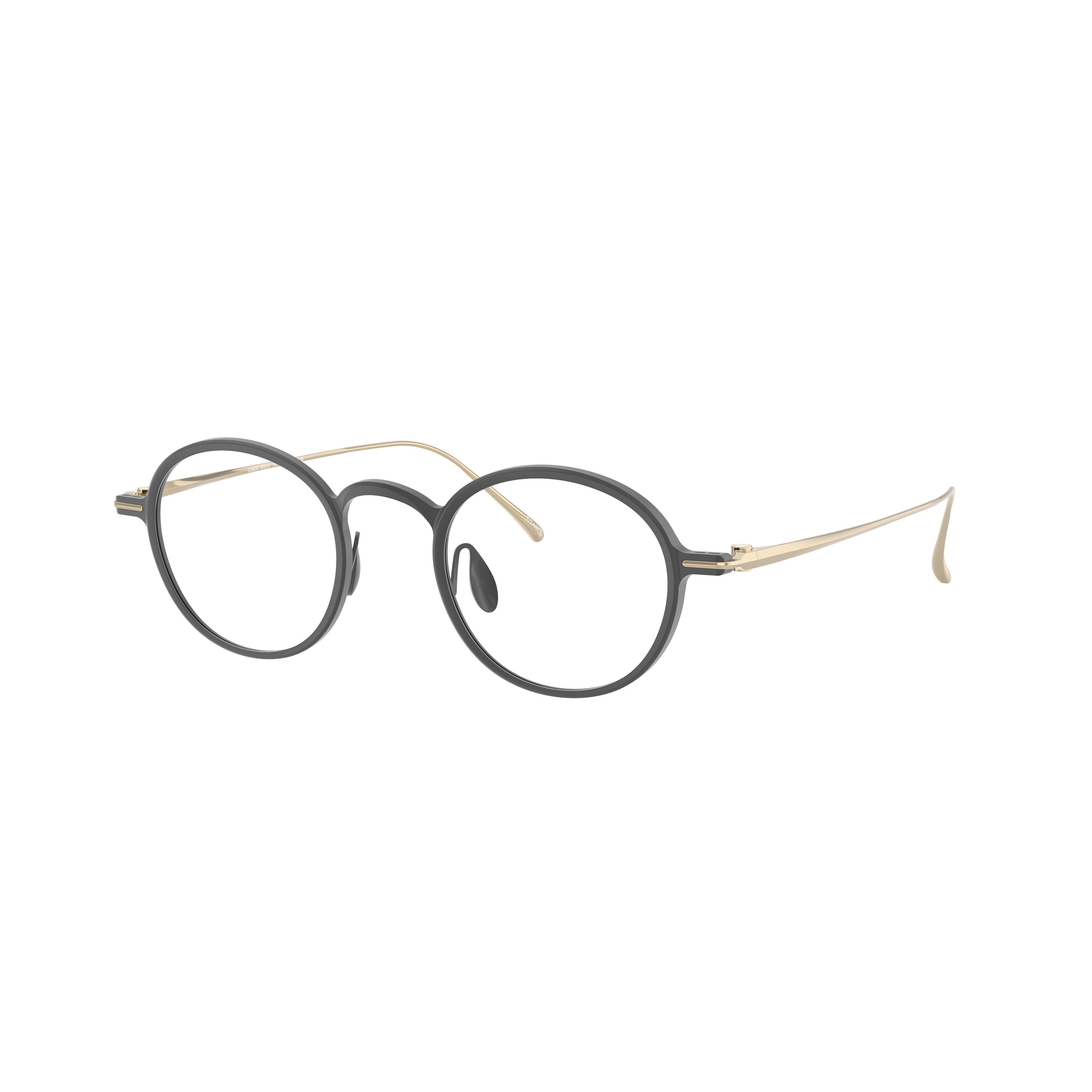 0ar5159t Round Black Eyeglasses with Gold Metal Temples