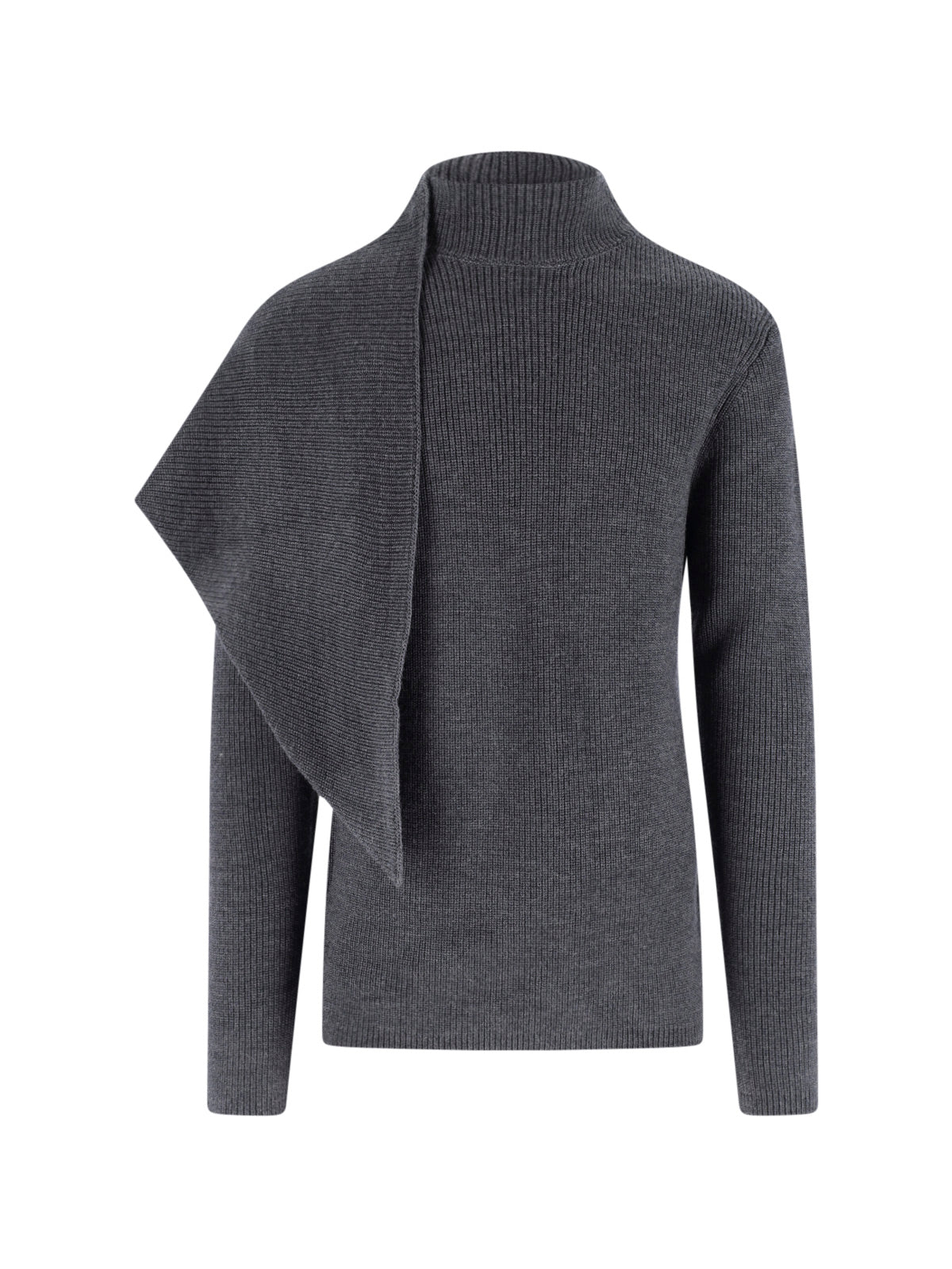 Black Asymmetrical Ribbed Knit Top