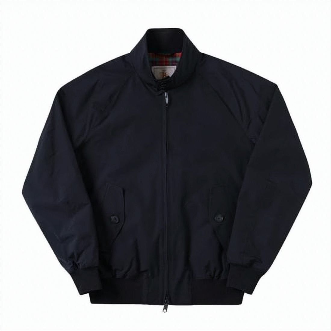Classic Black Bomber Jacket with Tartan Lining