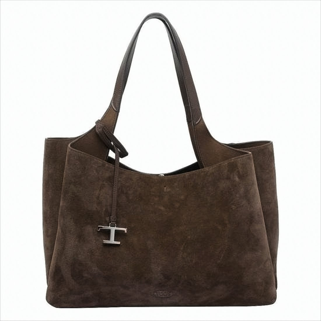 Suede Calf Leather Shoulder Bag With Metallic Detail