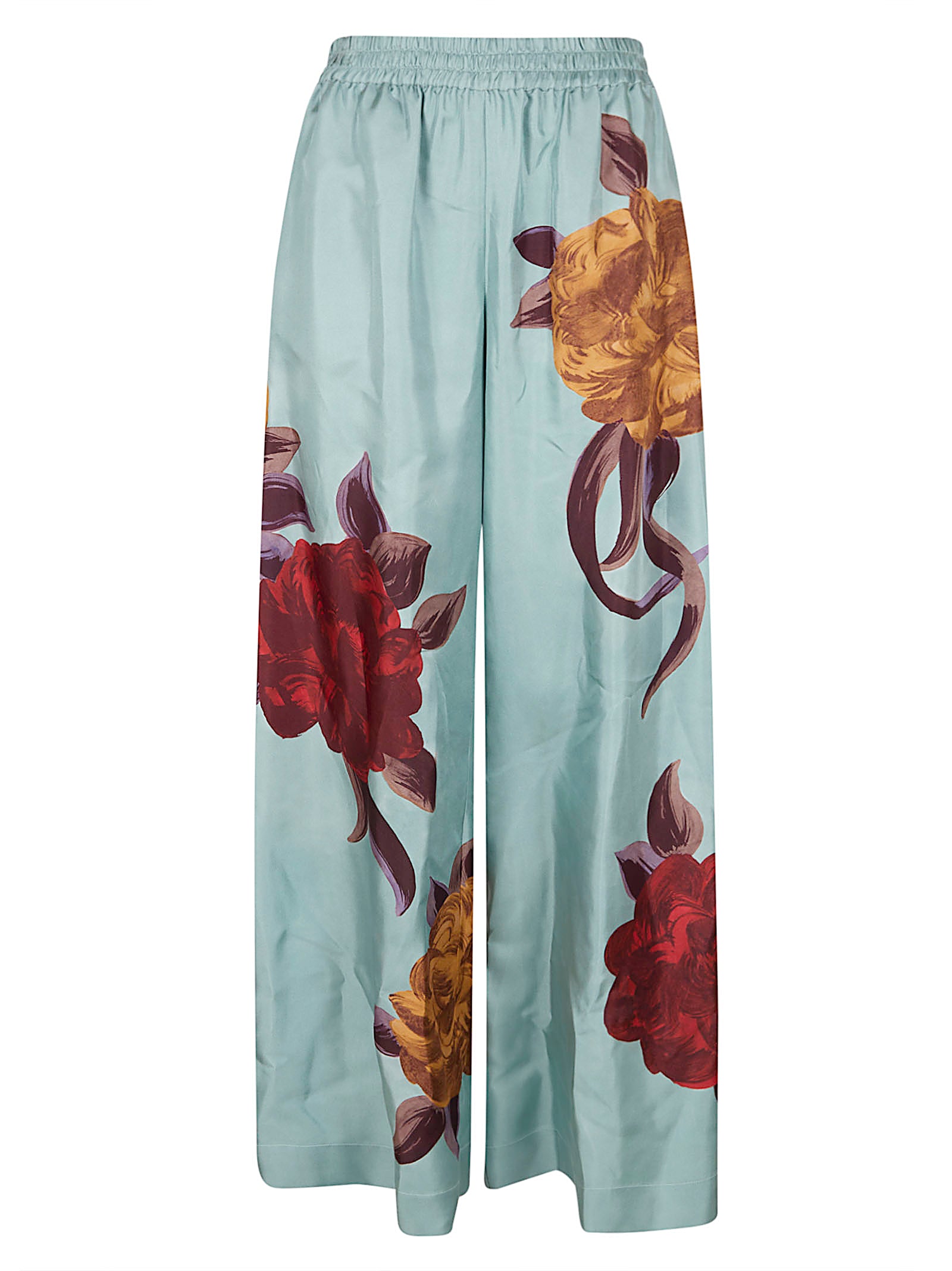 Loose Wide-Leg Trousers With Bold Floral Print