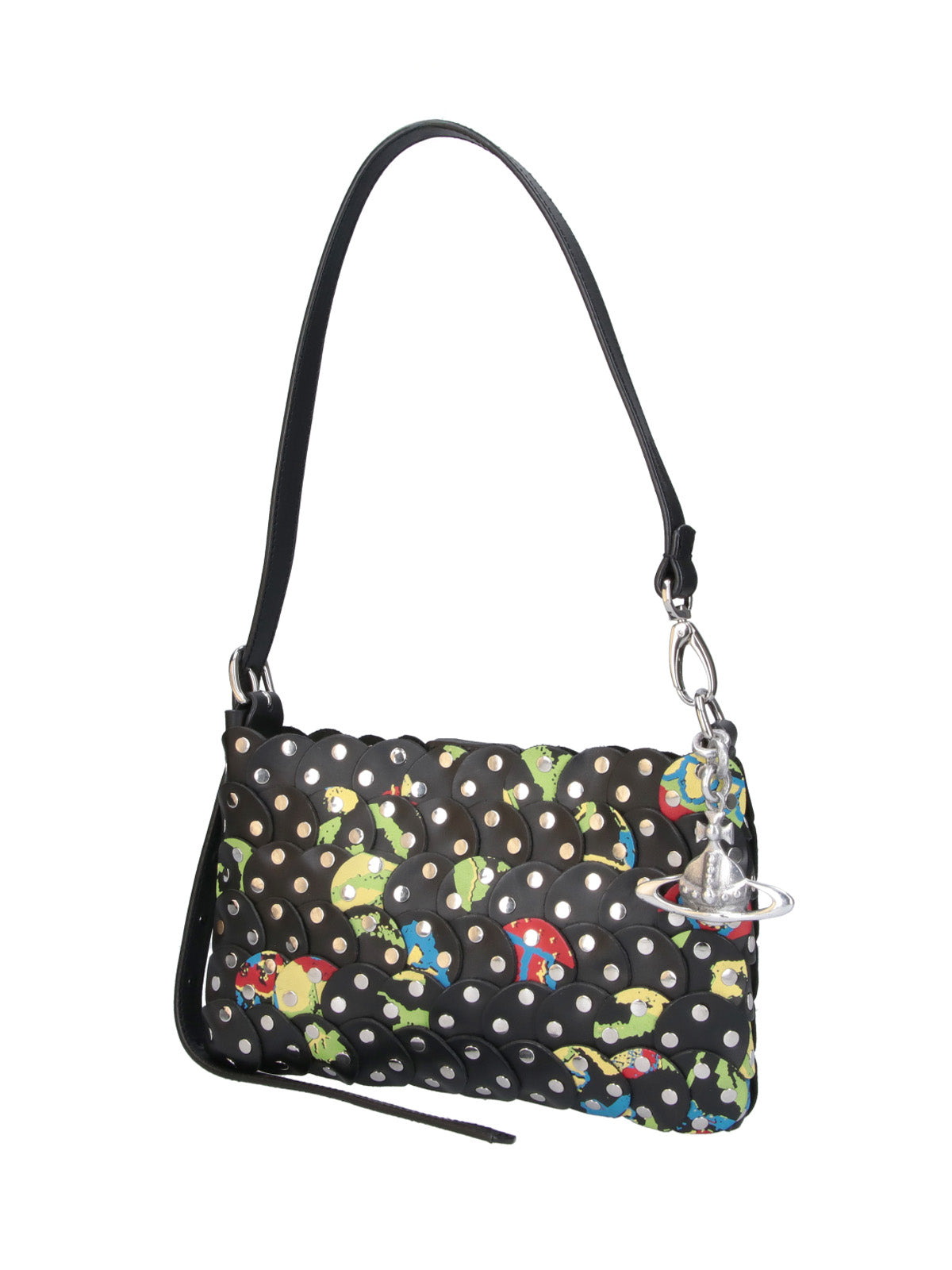 Black Lola Floral Leather Shoulder Bag