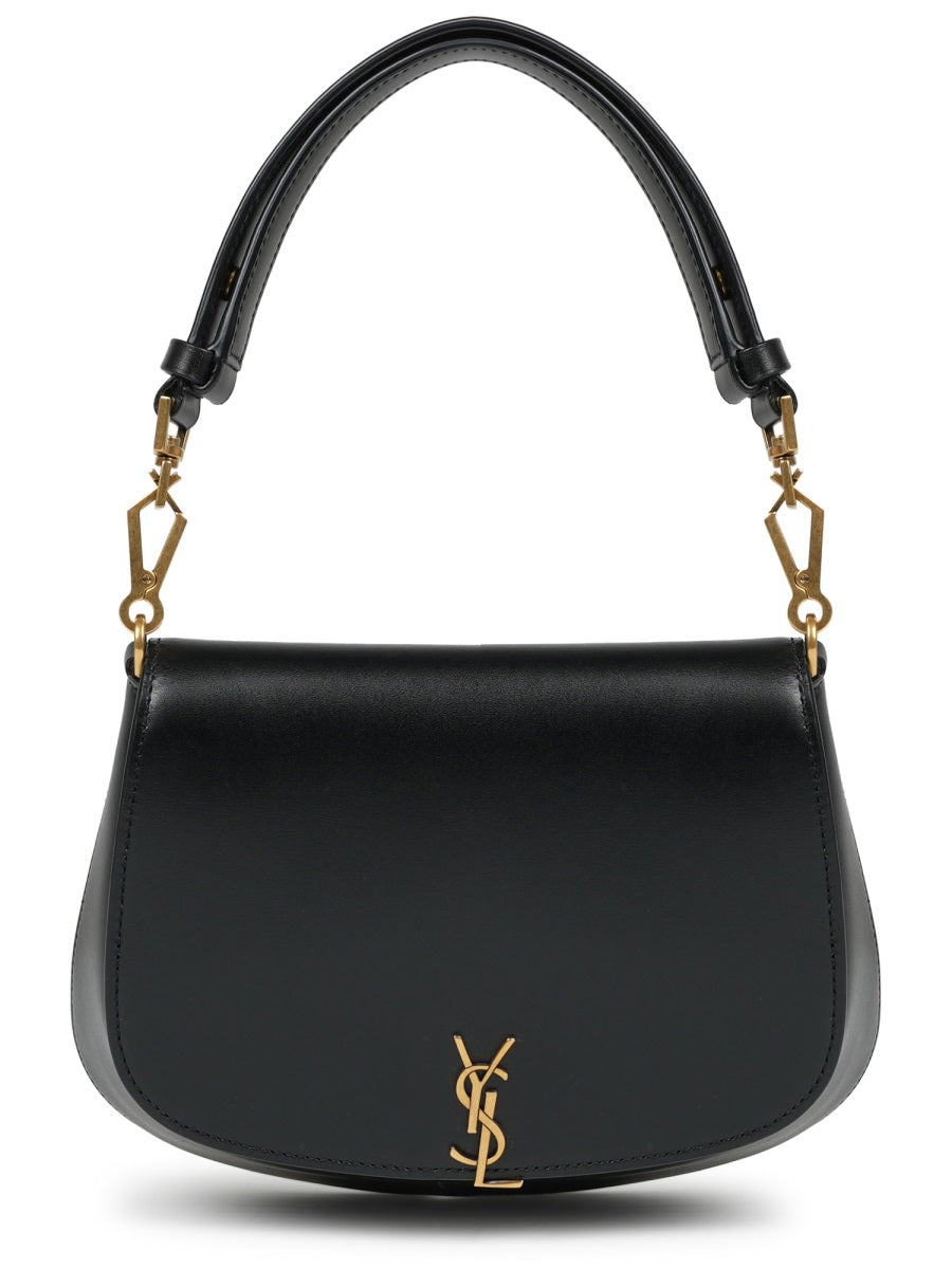 Curved Silhouette Black Calfskin Shoulder Bag