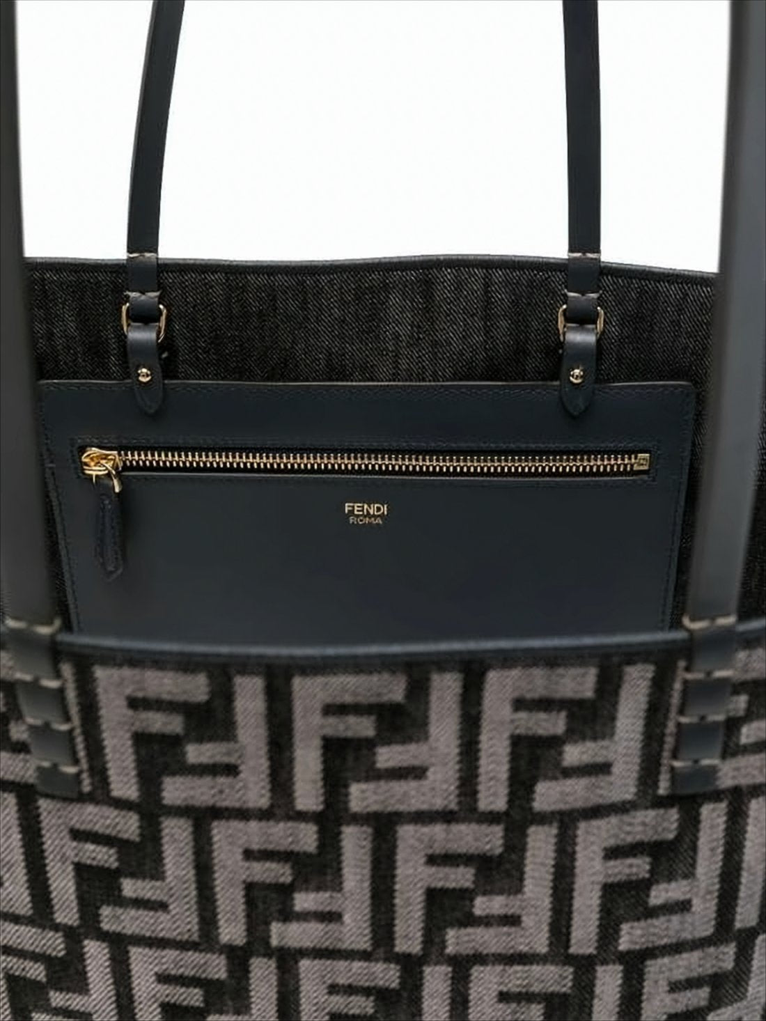 Geometric Monogram Tote Bag with Leather Accents