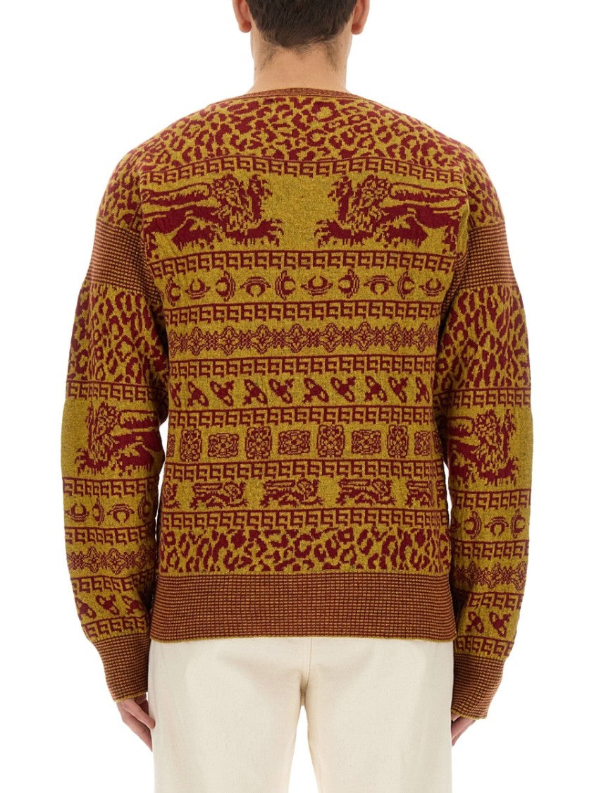 Slim Fit Shirt With Intricate Lion Motifs