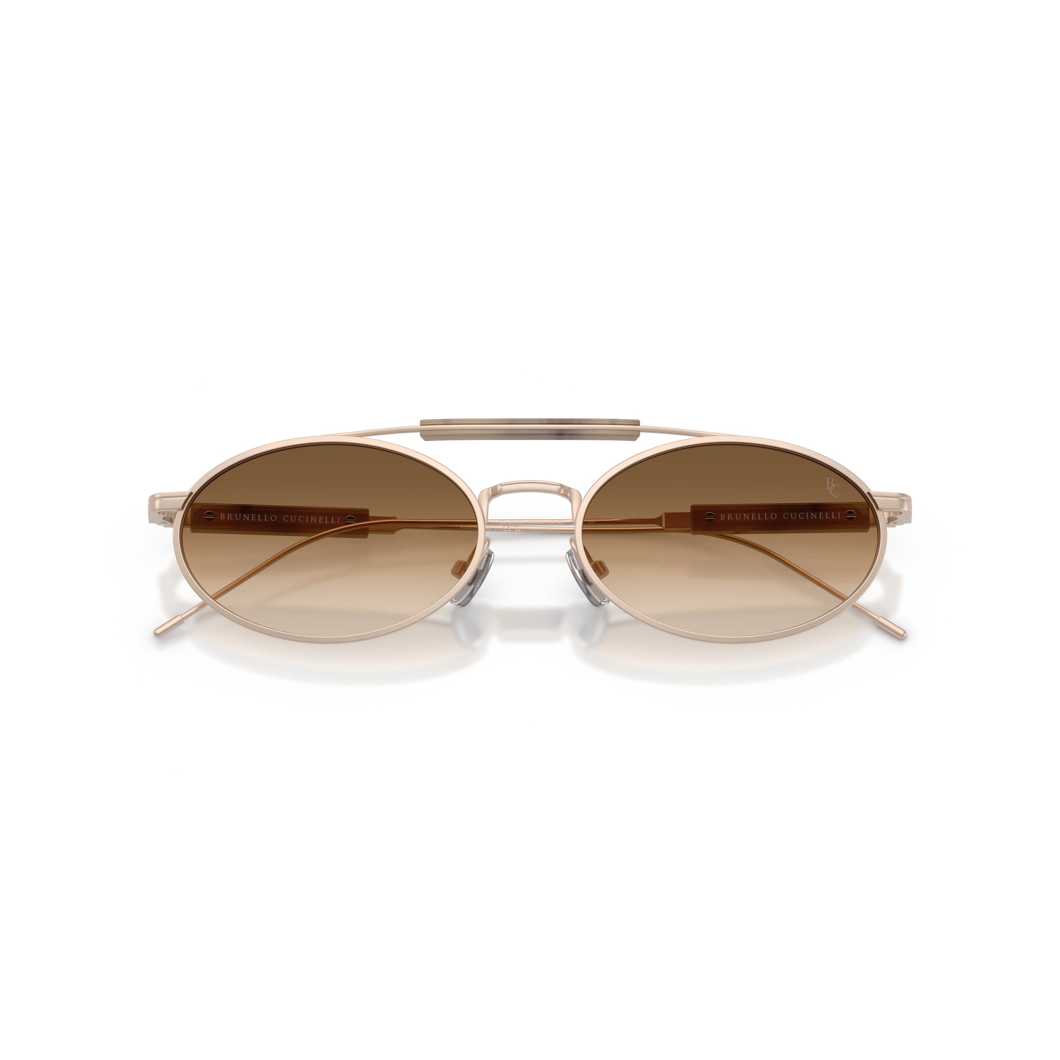 0bc2013st Oval Titanium Sunglasses with Gradient Brown Lenses