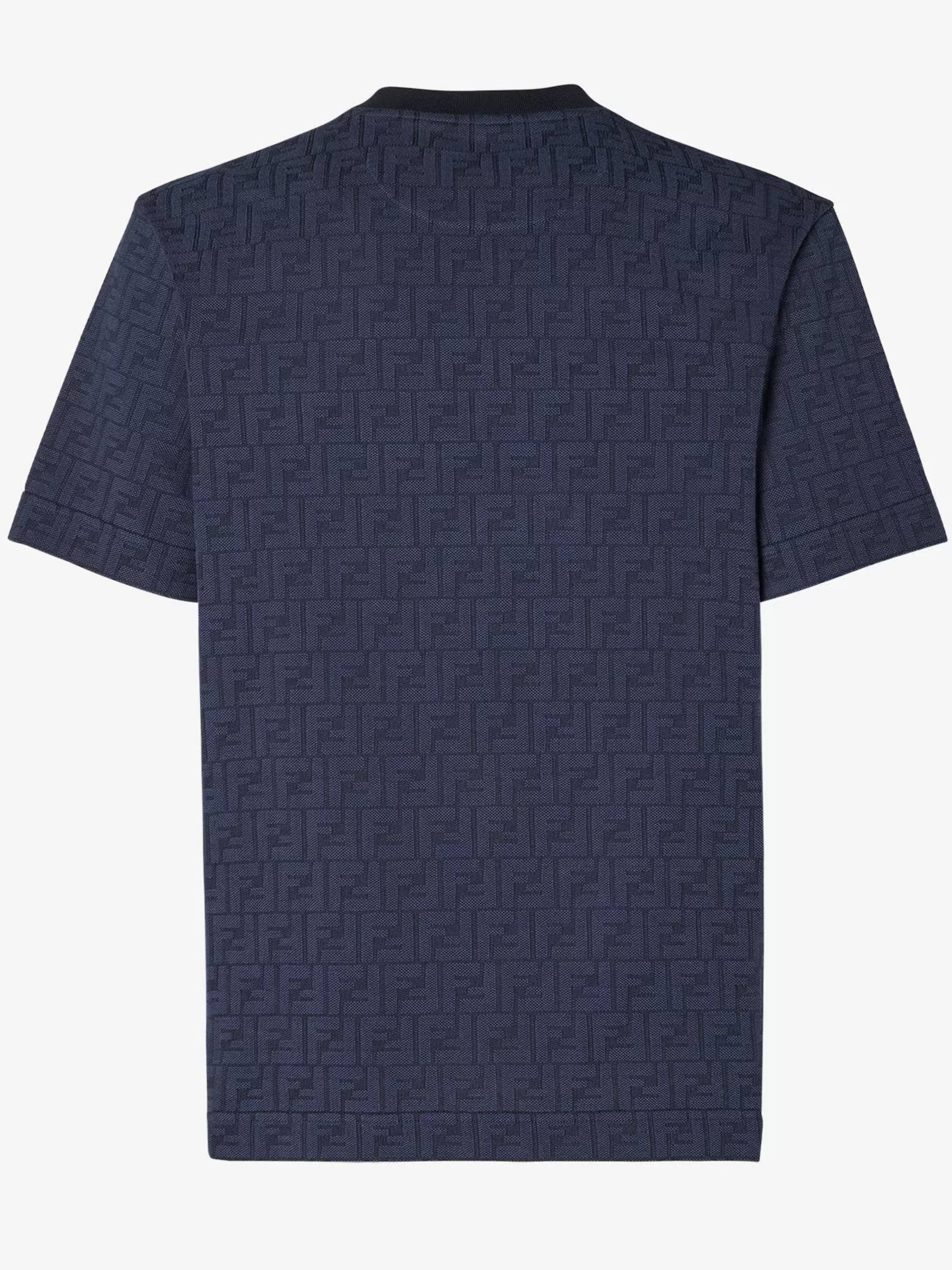 Short-Sleeved T-Shirt with Textured Pattern and Ribbed Collar
