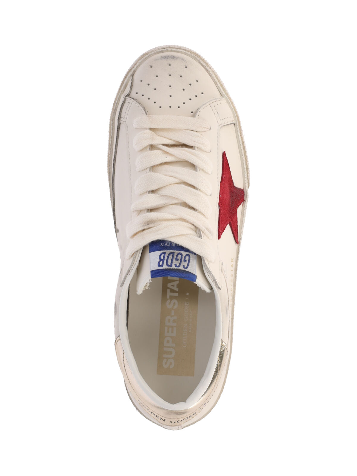 White Super-Star Worn Calf Leather Sneakers
