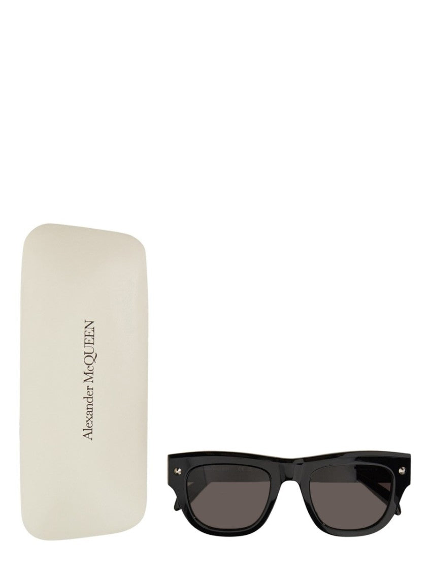Angular Black Acetate Sunglasses With Glossy Finish