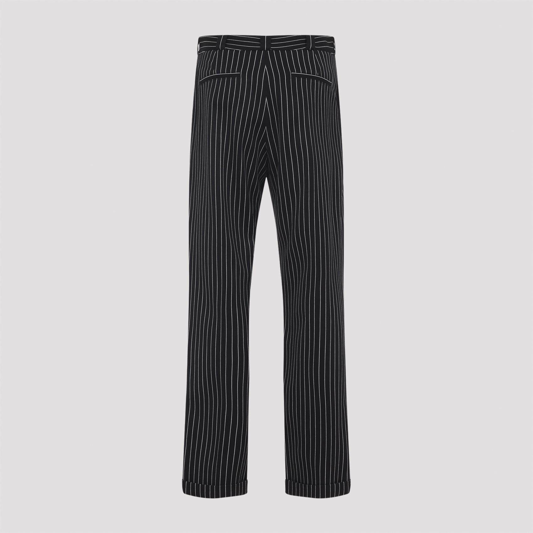 Tailored Straight-Leg Pants With Pinstripe Design