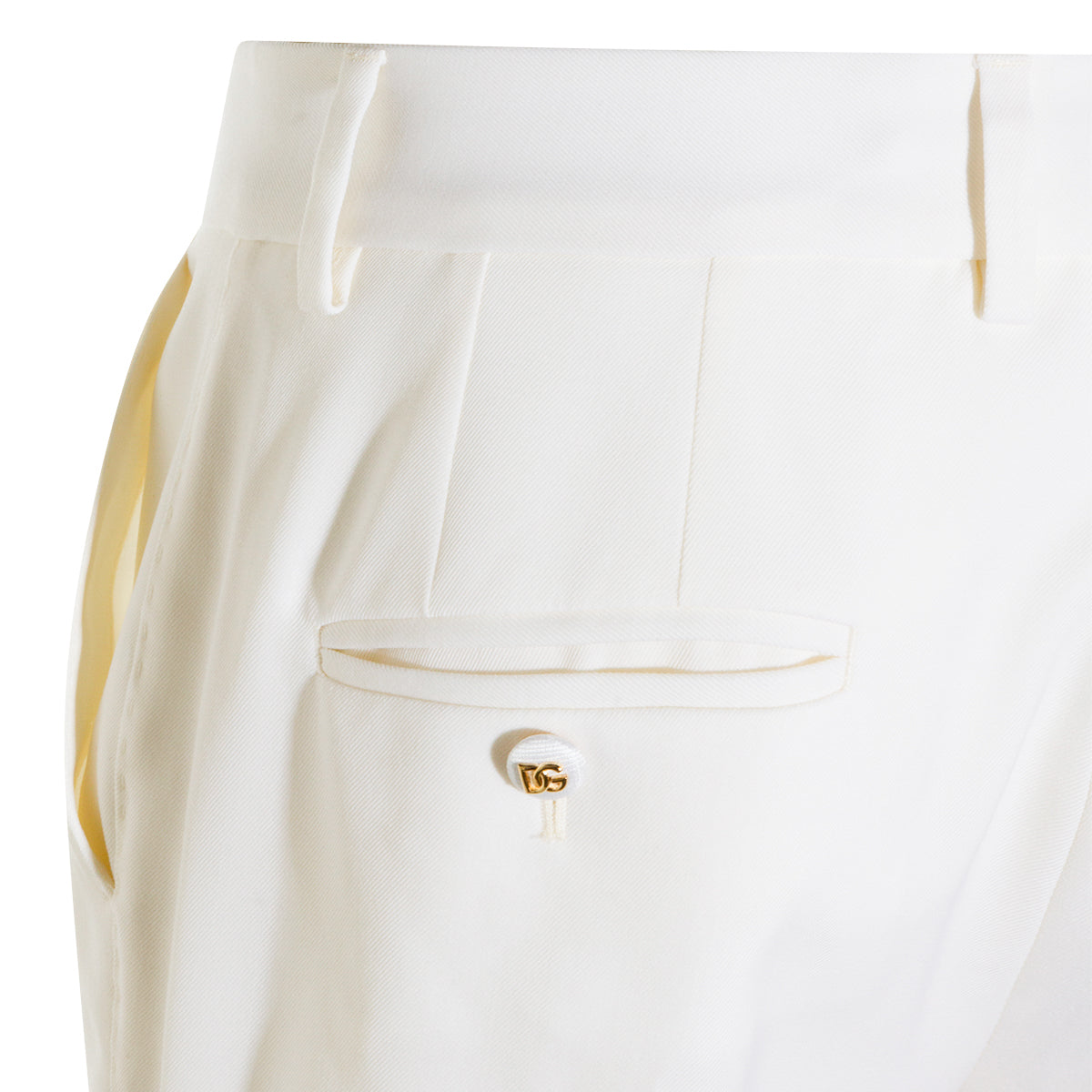 White Wool Straight-Leg Pants
