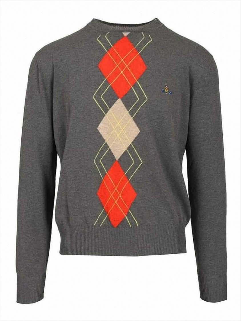 Argyle Pattern Knit Sweater