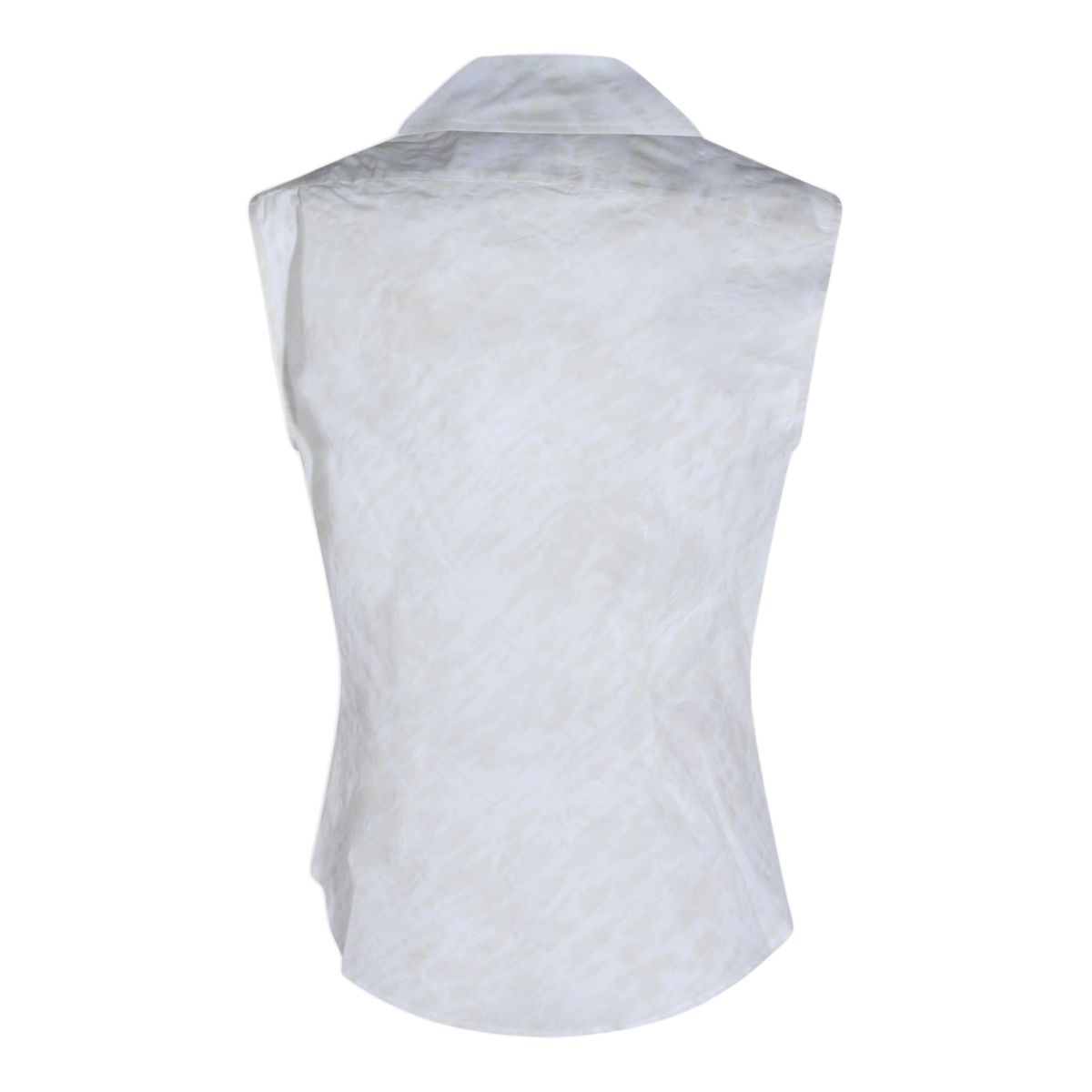 Sleeveless White Shirt with Draped Front