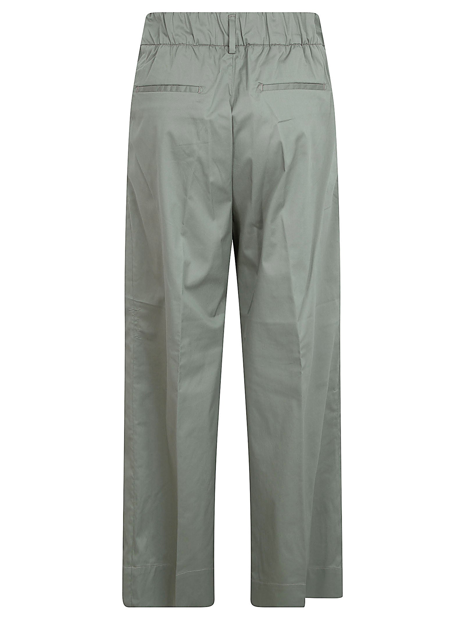 Relaxed Fit Straight-Leg Trousers with Elastic Waistband and Subtle Pleats