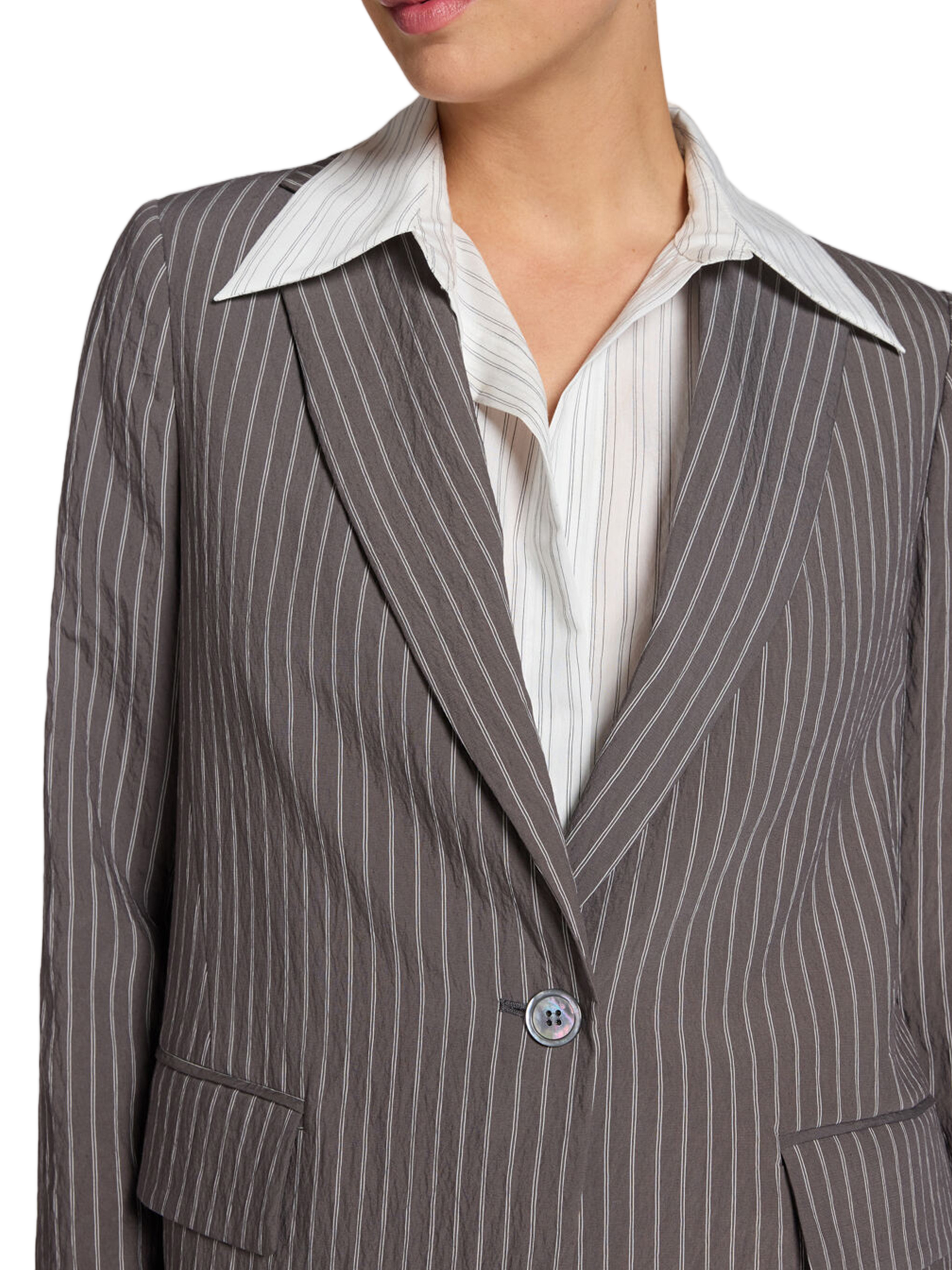 Classic Tailored Brown Pinstripe Woven Blazer