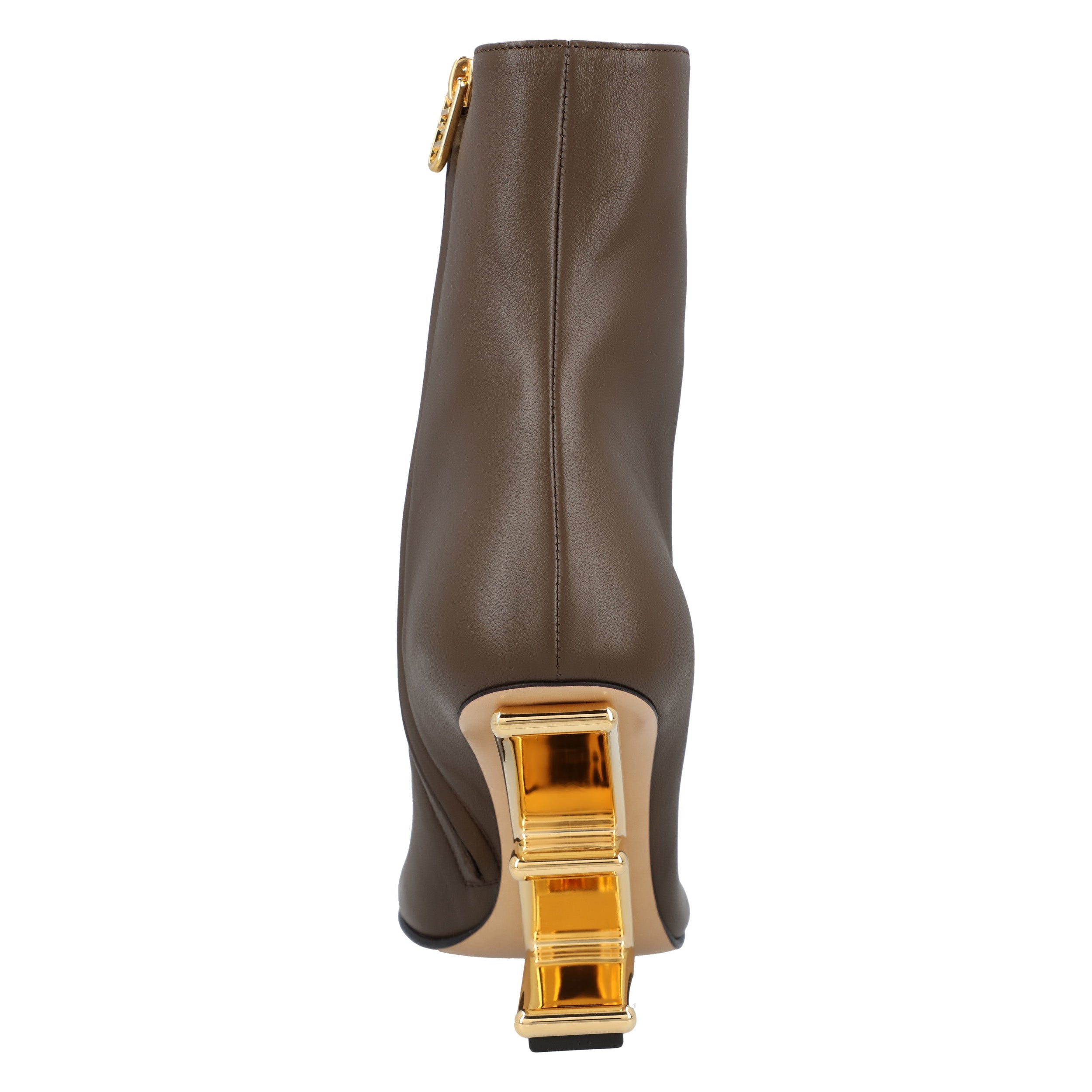 Heeled Ankle Boots With Gold-Colored Diagonal Heel