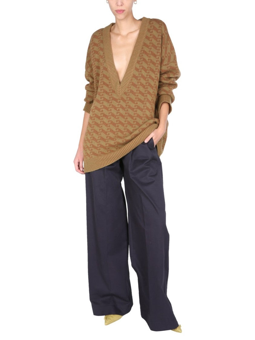 V-Neck Jacquard Sweater
