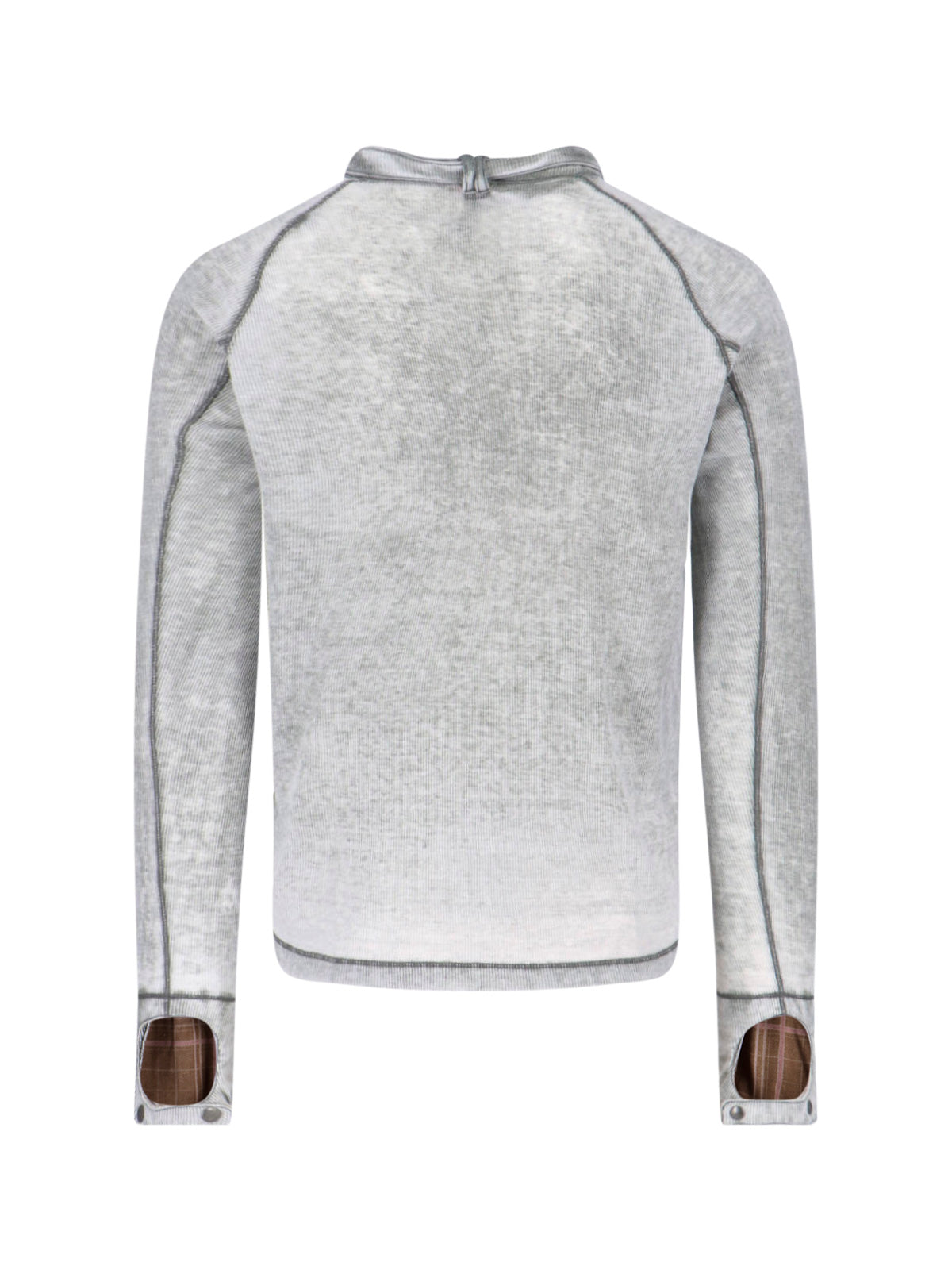 Grey T-Ecla Ribbed Lace-Up Sweater