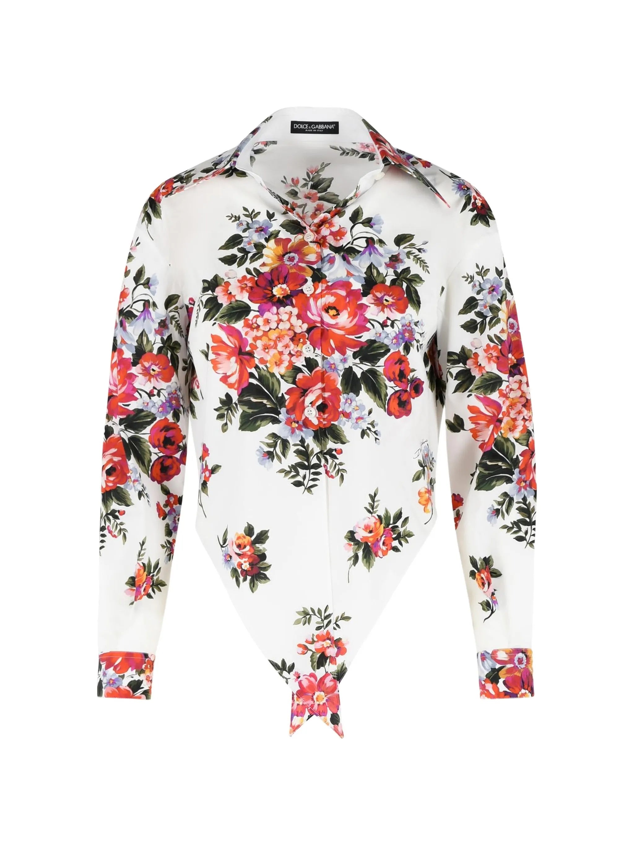 Long-Sleeved Floral Print Cotton Shirt