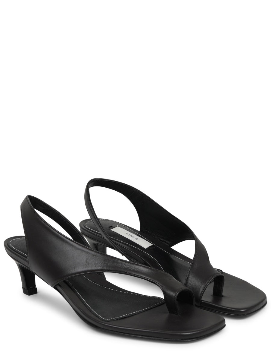Minimalist Black Heeled Sandal With Elegant Toe Loop