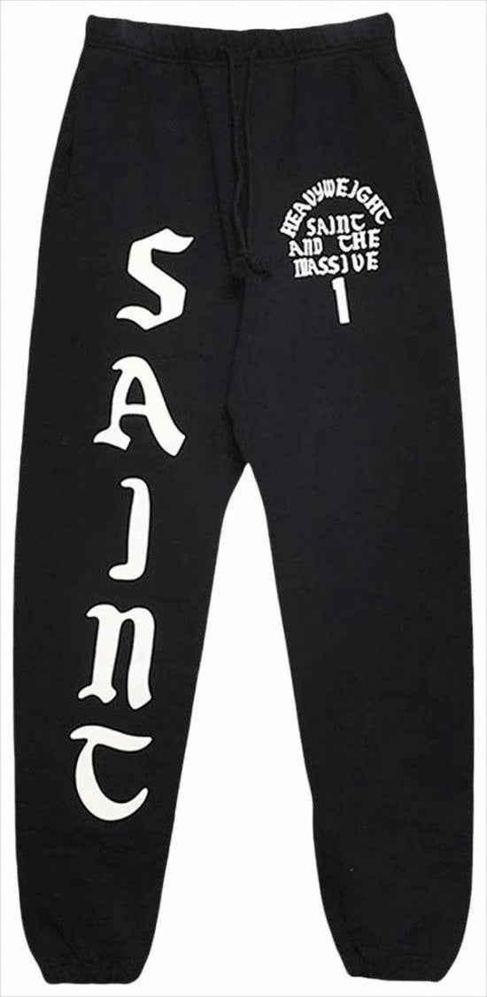 Black Jogger Pants With Graphic Detail And Elastic Cuffs