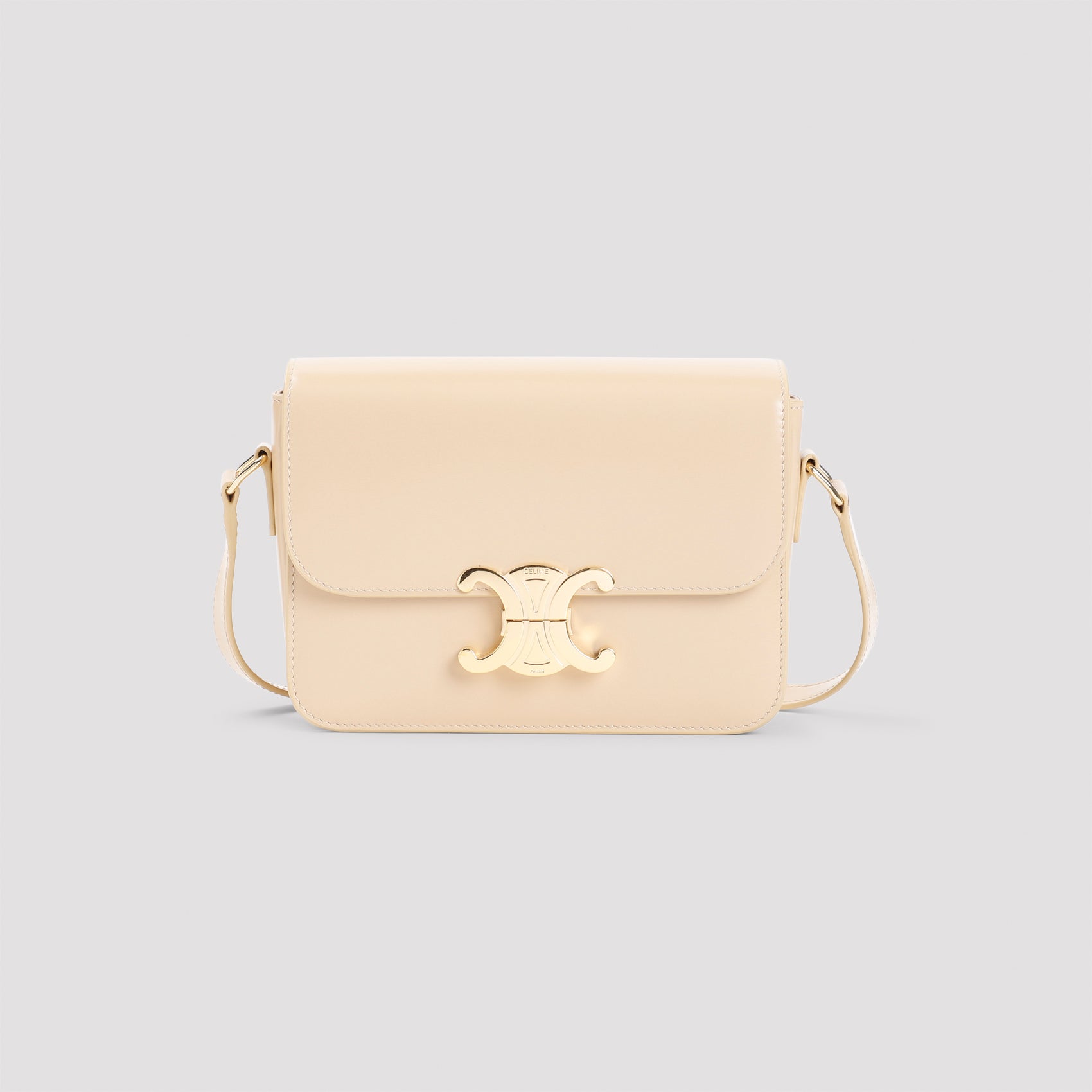 Beige Calf Leather Shoulder Bag