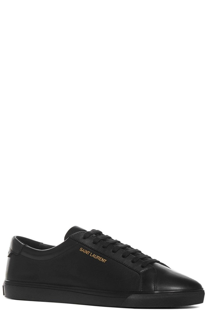 Smooth Leather Low-Top Sneakers with Subtle Gold Branding