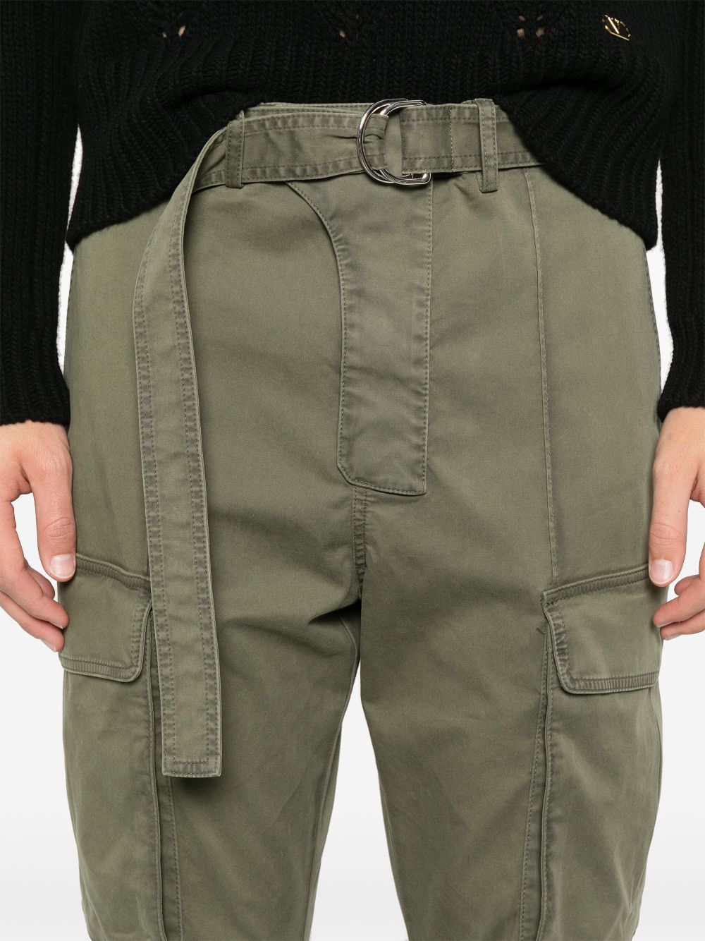 Cropped Olive Green Cargo Trousers