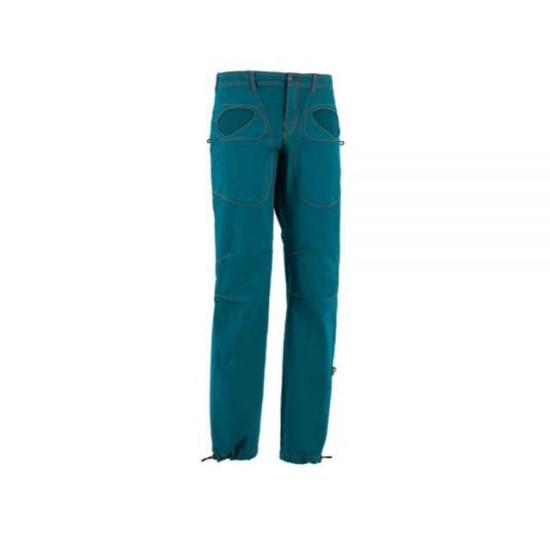 Slim Fit Blue Casual Pants With Reinforced Knee Patches