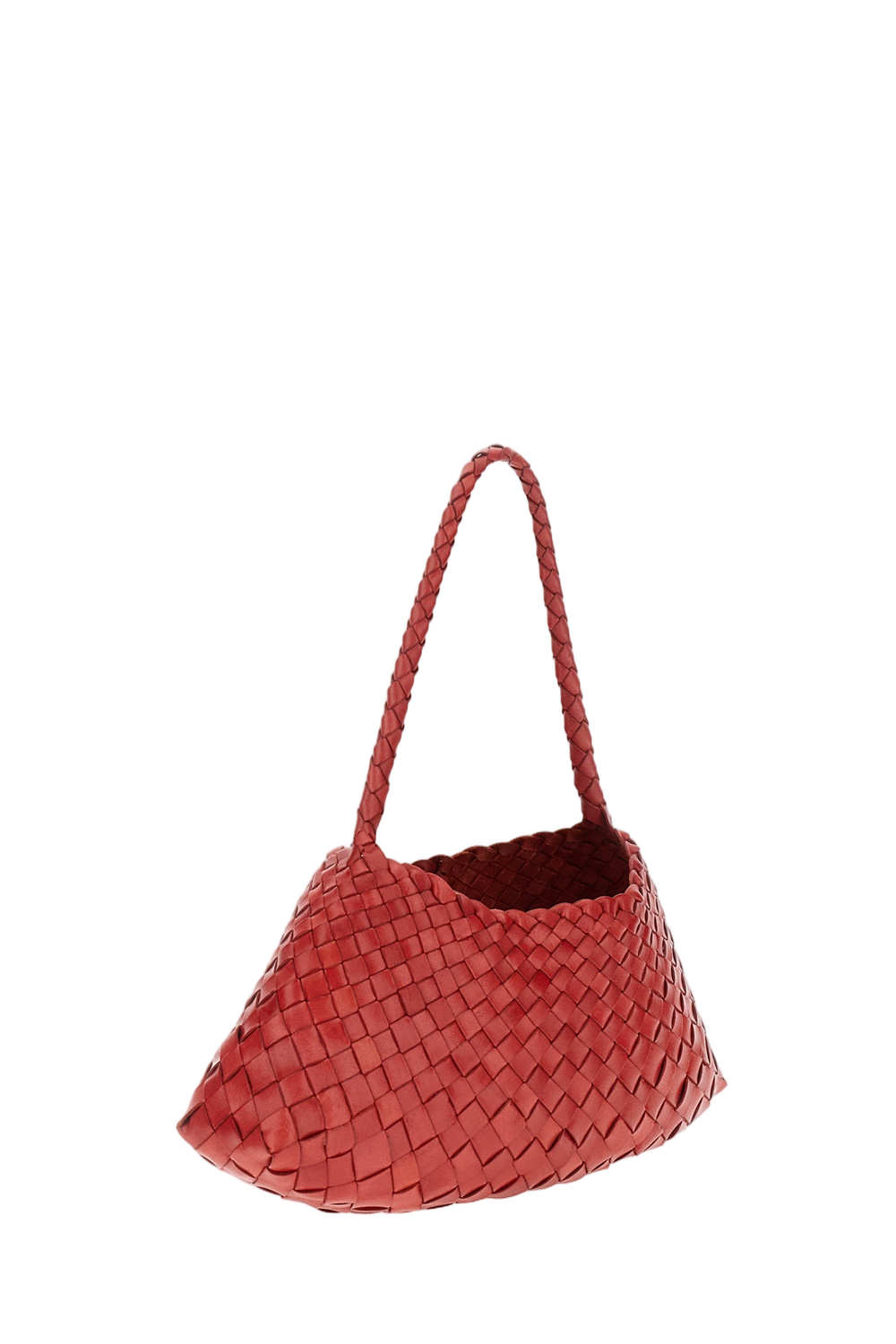 Woven Leather Handbag With Curved Silhouette