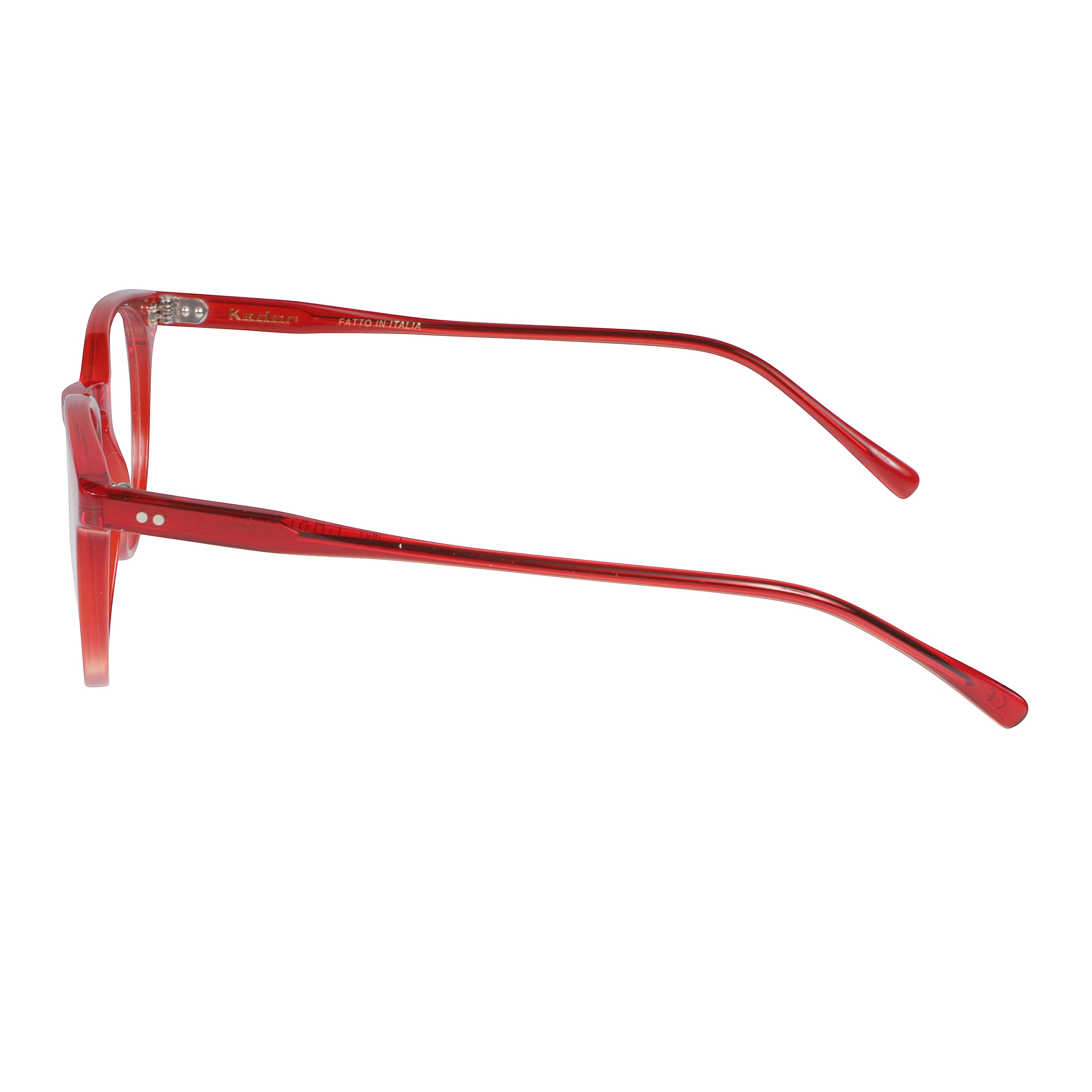 Chyli/K-47 Translucent Red Rounded Sunglasses with Silver Rivet Details