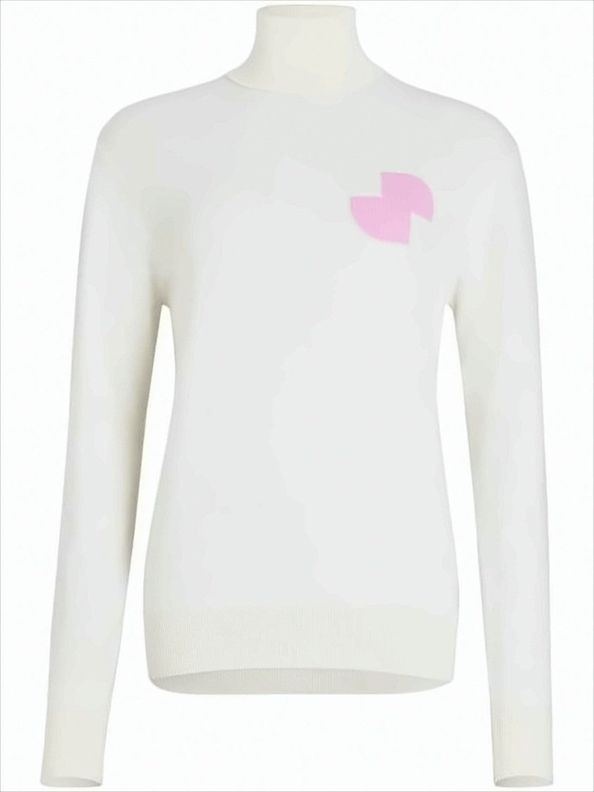 White Turtleneck Sweater with Cashmere Blend