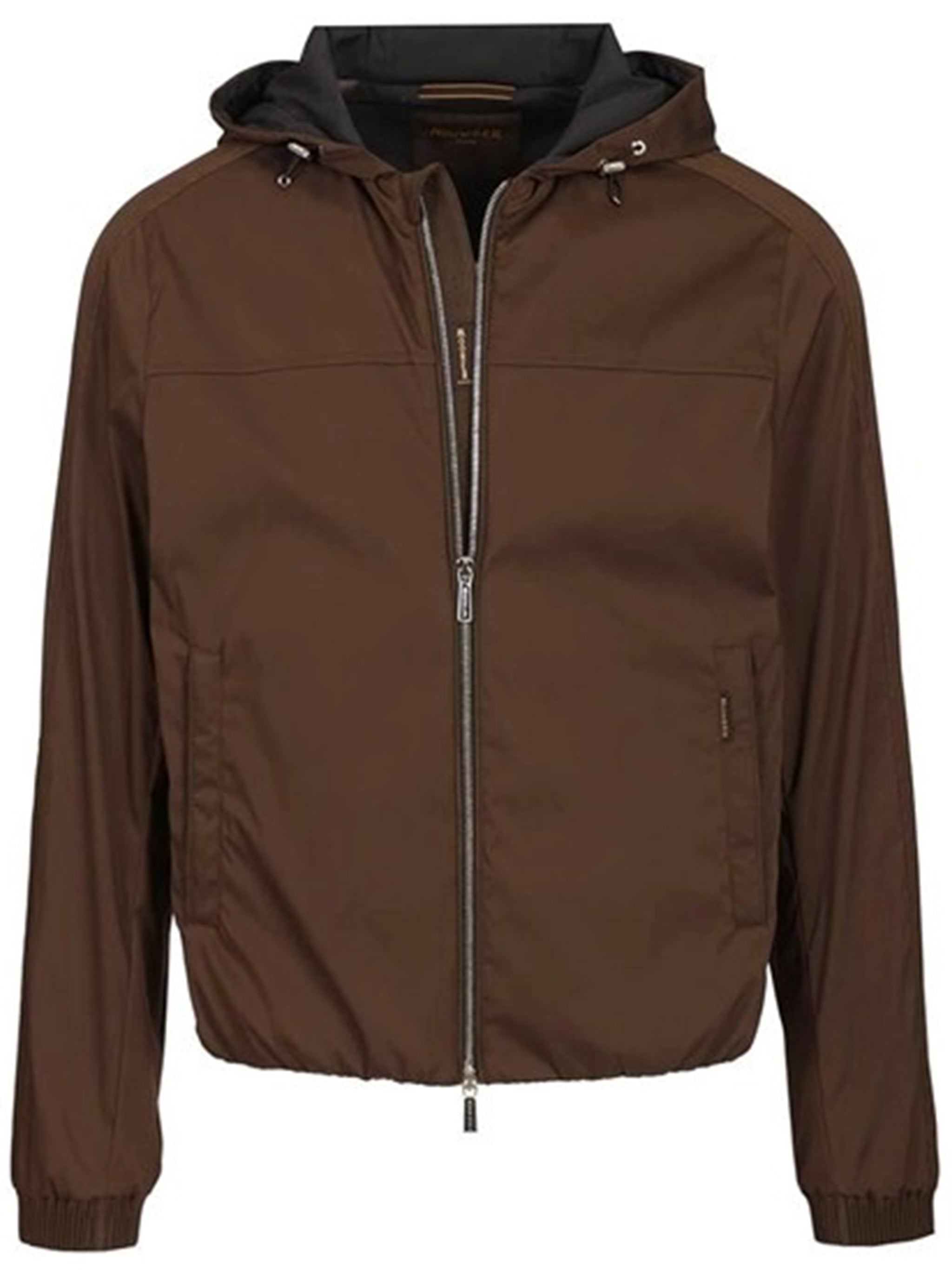 Brown Matte Finish Casual Jacket With Hood