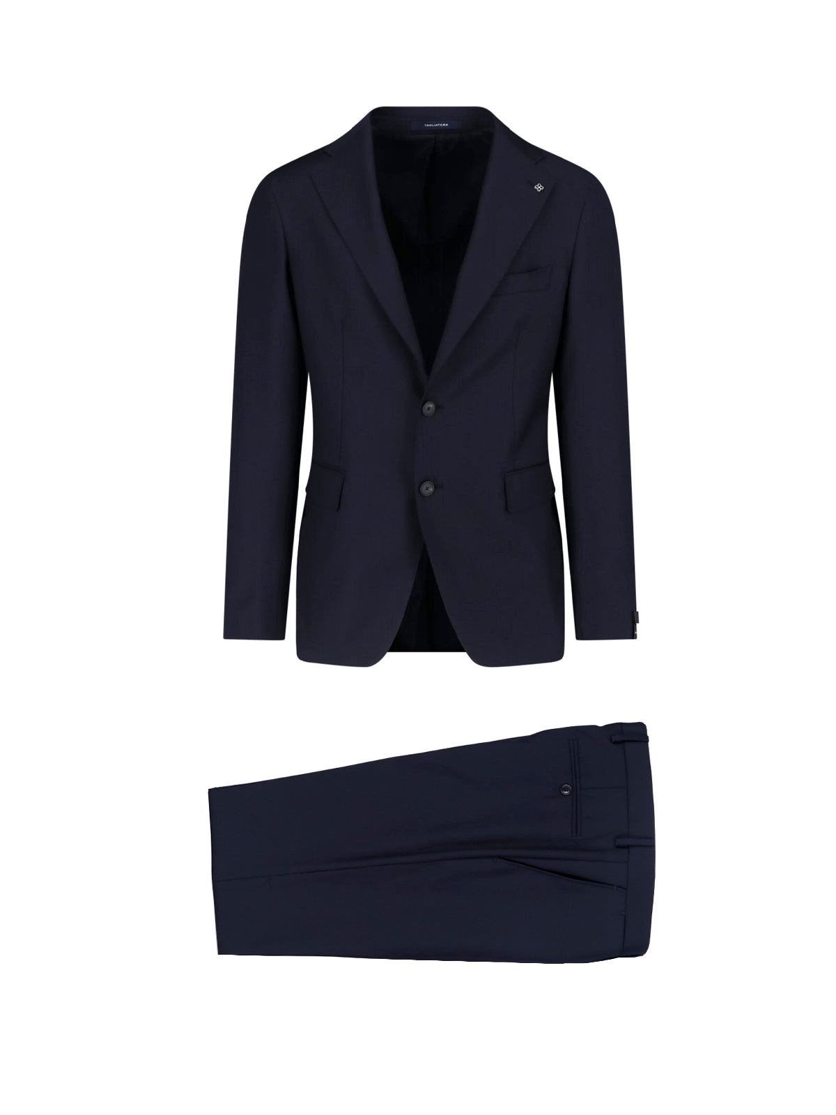 Navy Single-Breasted Peaked Lapel Wool Suit